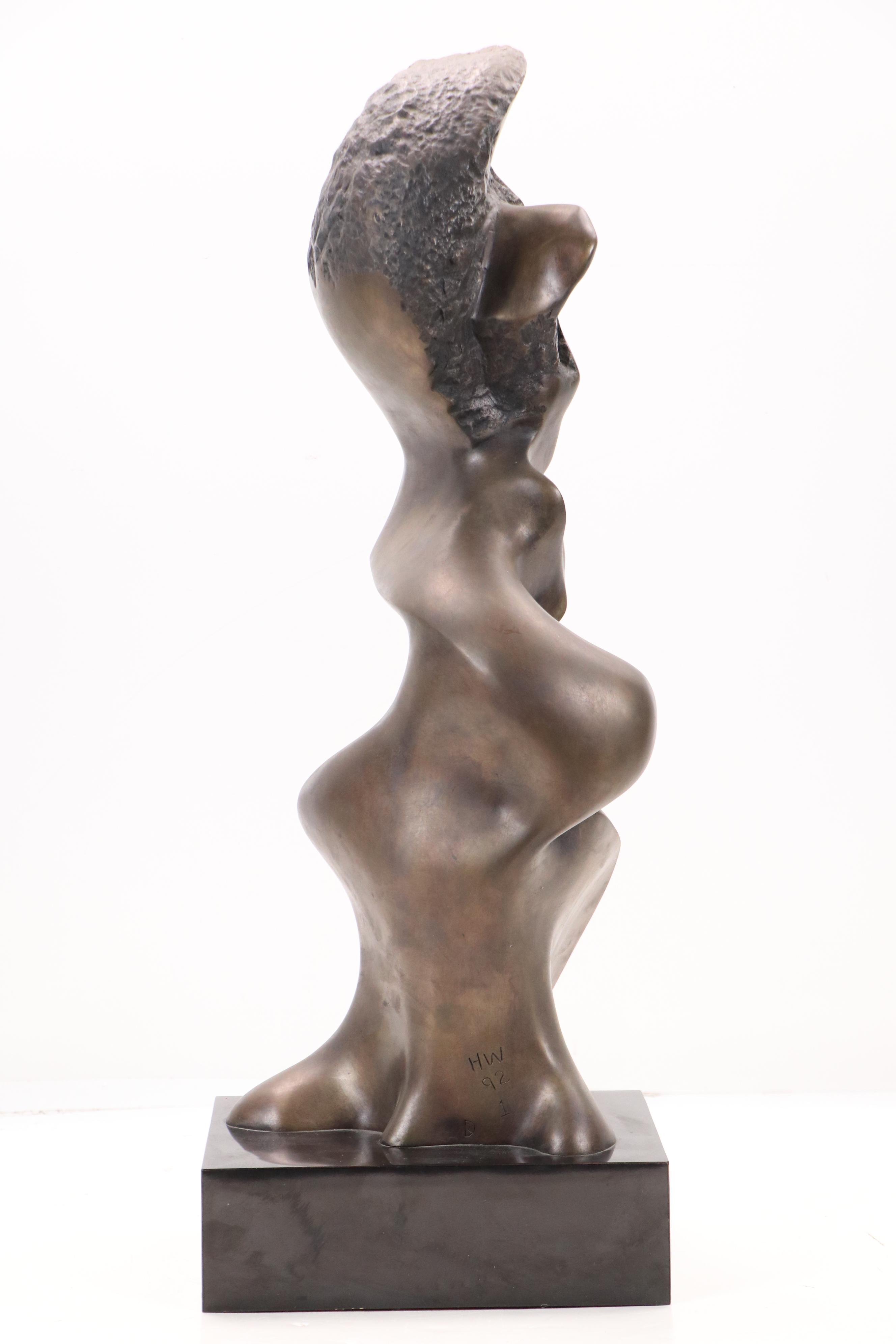Bronze Sculpture of Abstracted Male Bust, Circa 1992