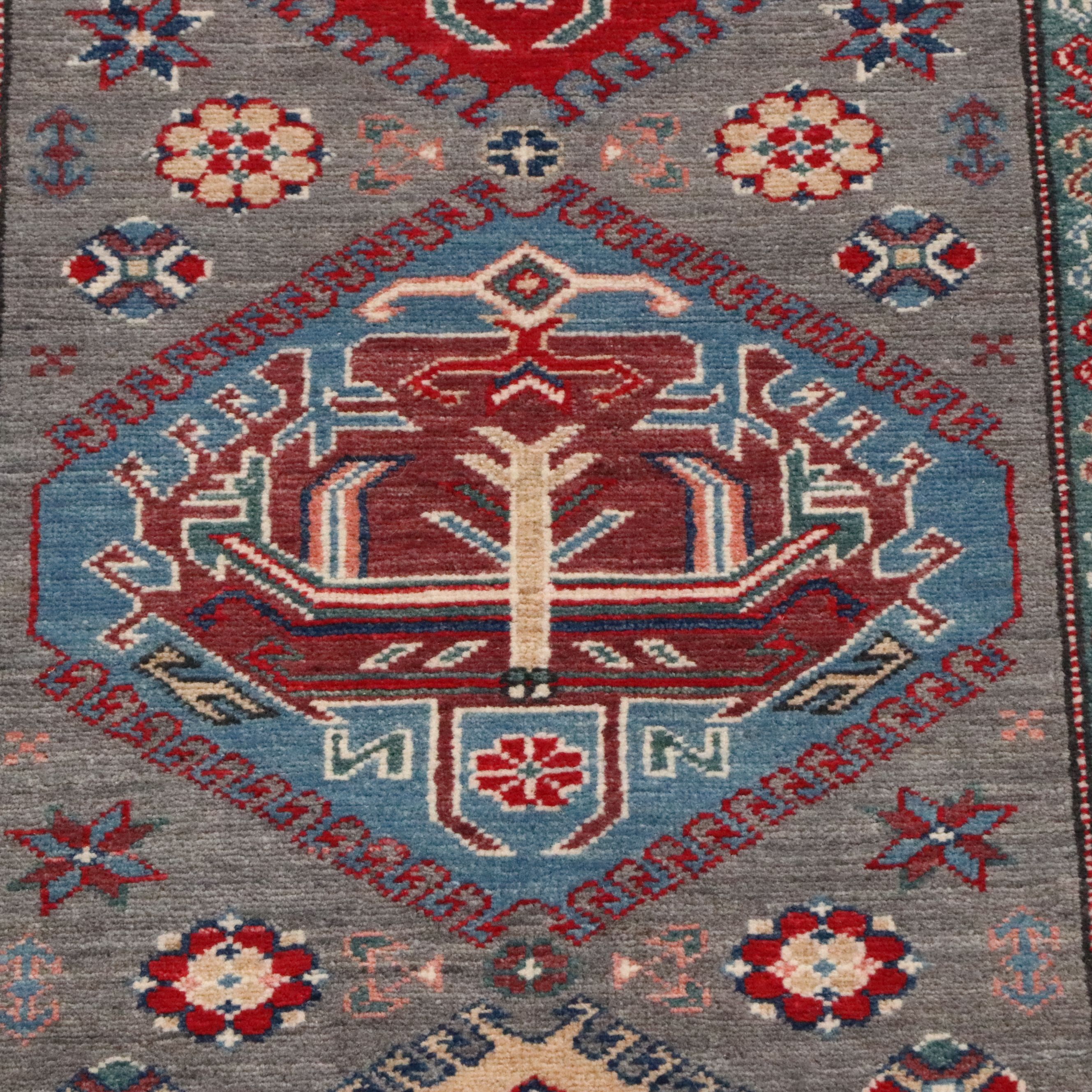 2'8 x 9'8 Hand-Knotted Afghan Kazak Carpet Runner