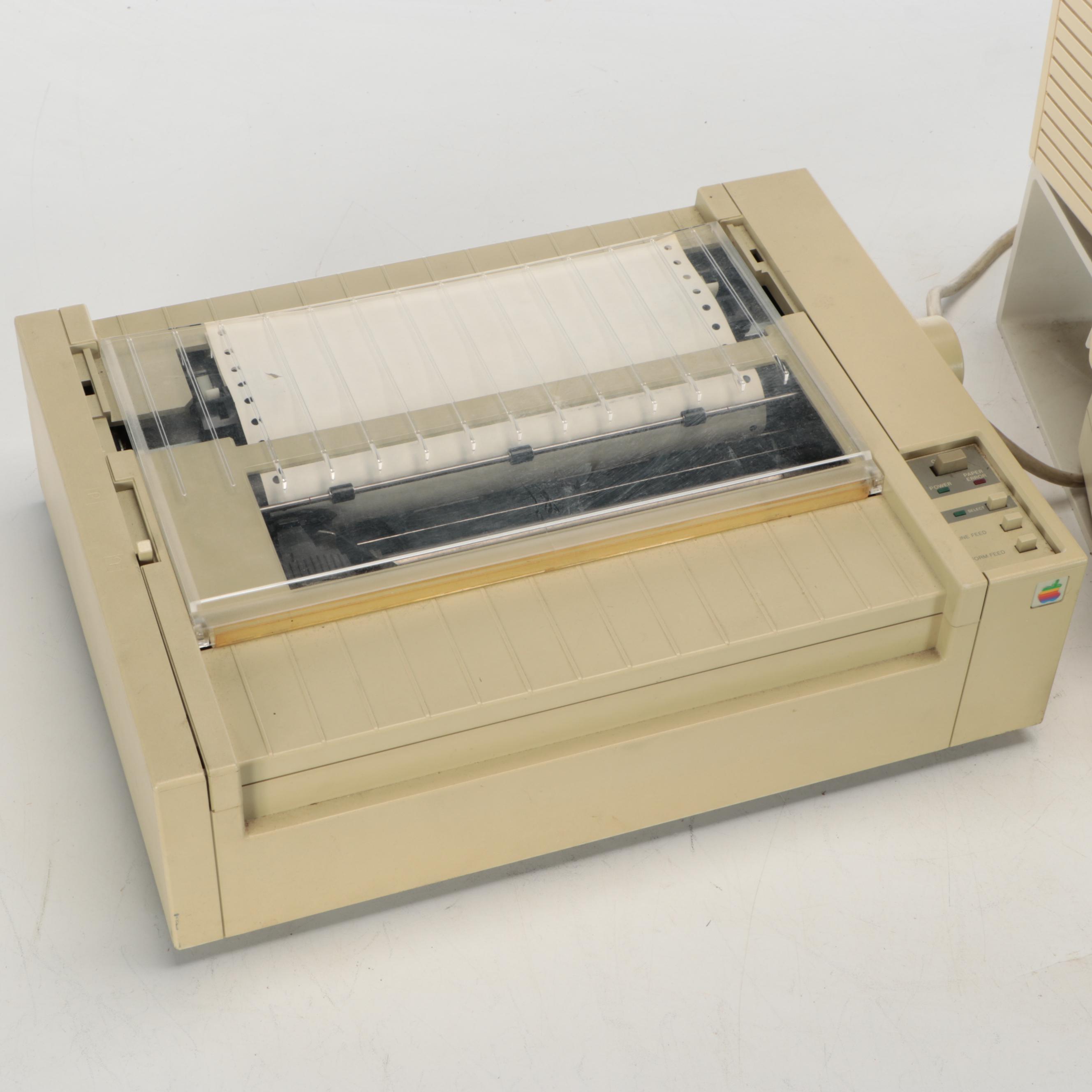Apple Disk IIc Desktop Computer with Dot Matrix Imagewriter Printer, 1980s