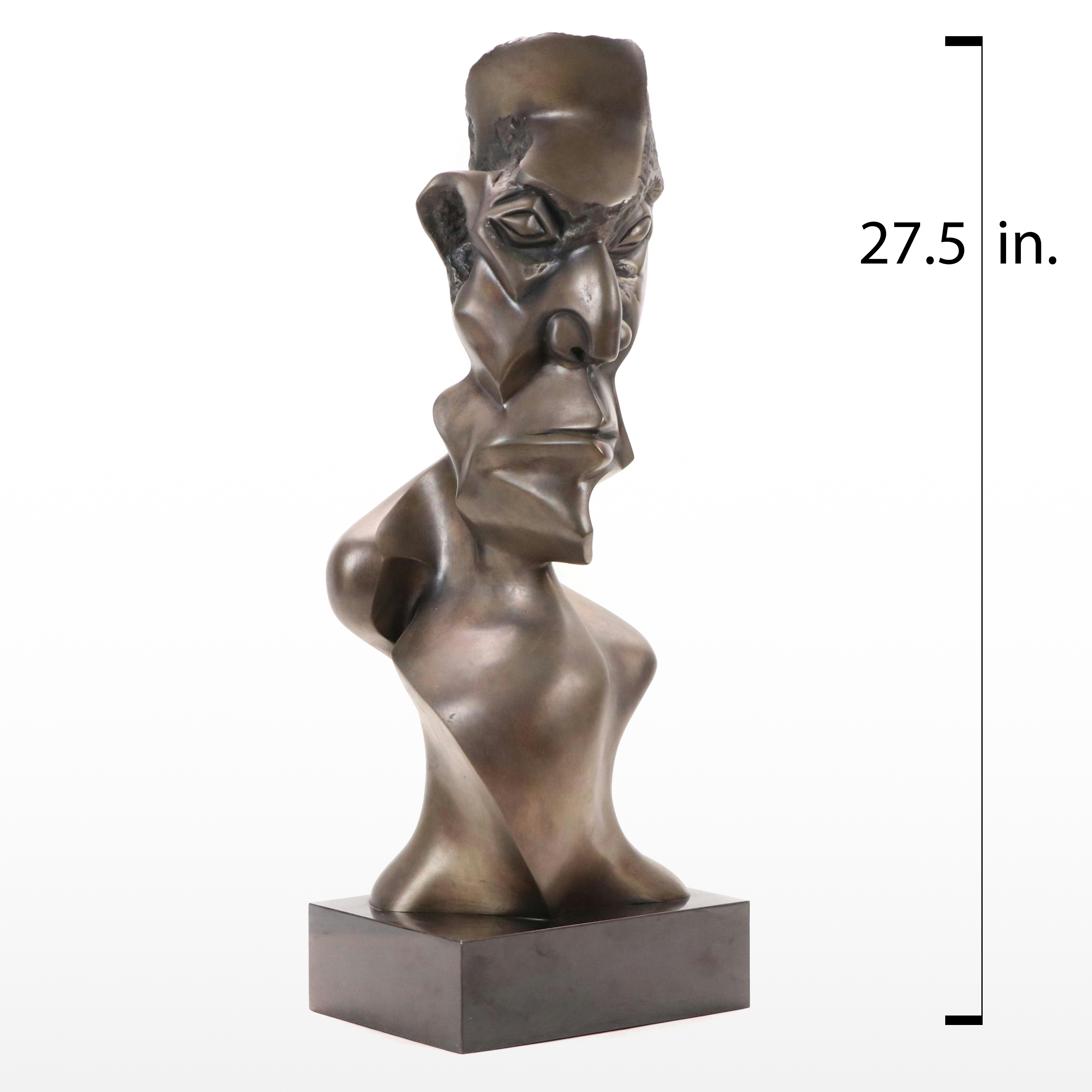 Bronze Sculpture of Abstracted Male Bust, Circa 1992