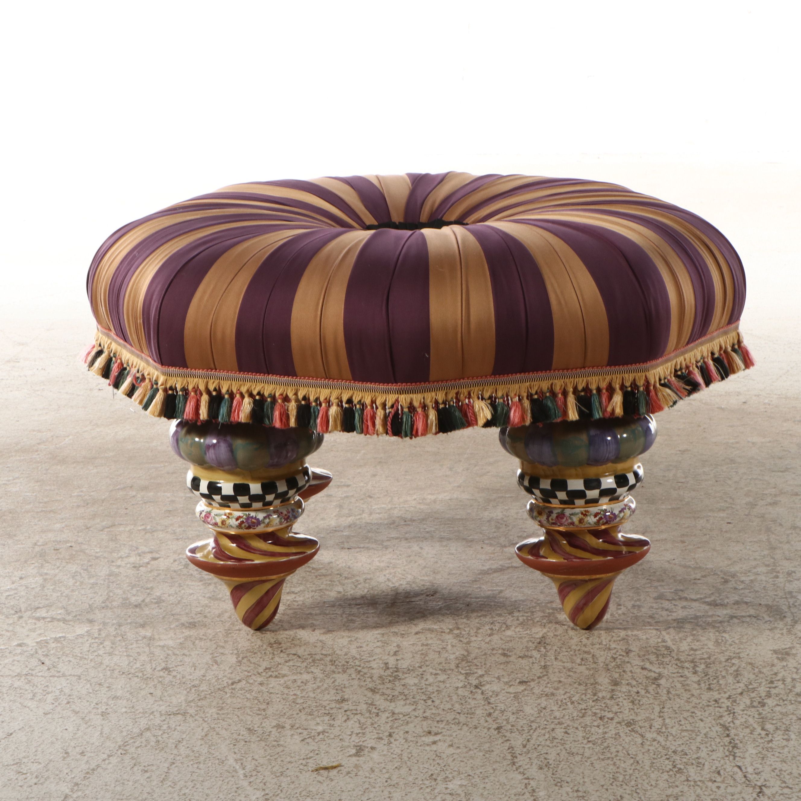 Mackenzie-Childs "On Wall Street" Upholstered Setting Seat