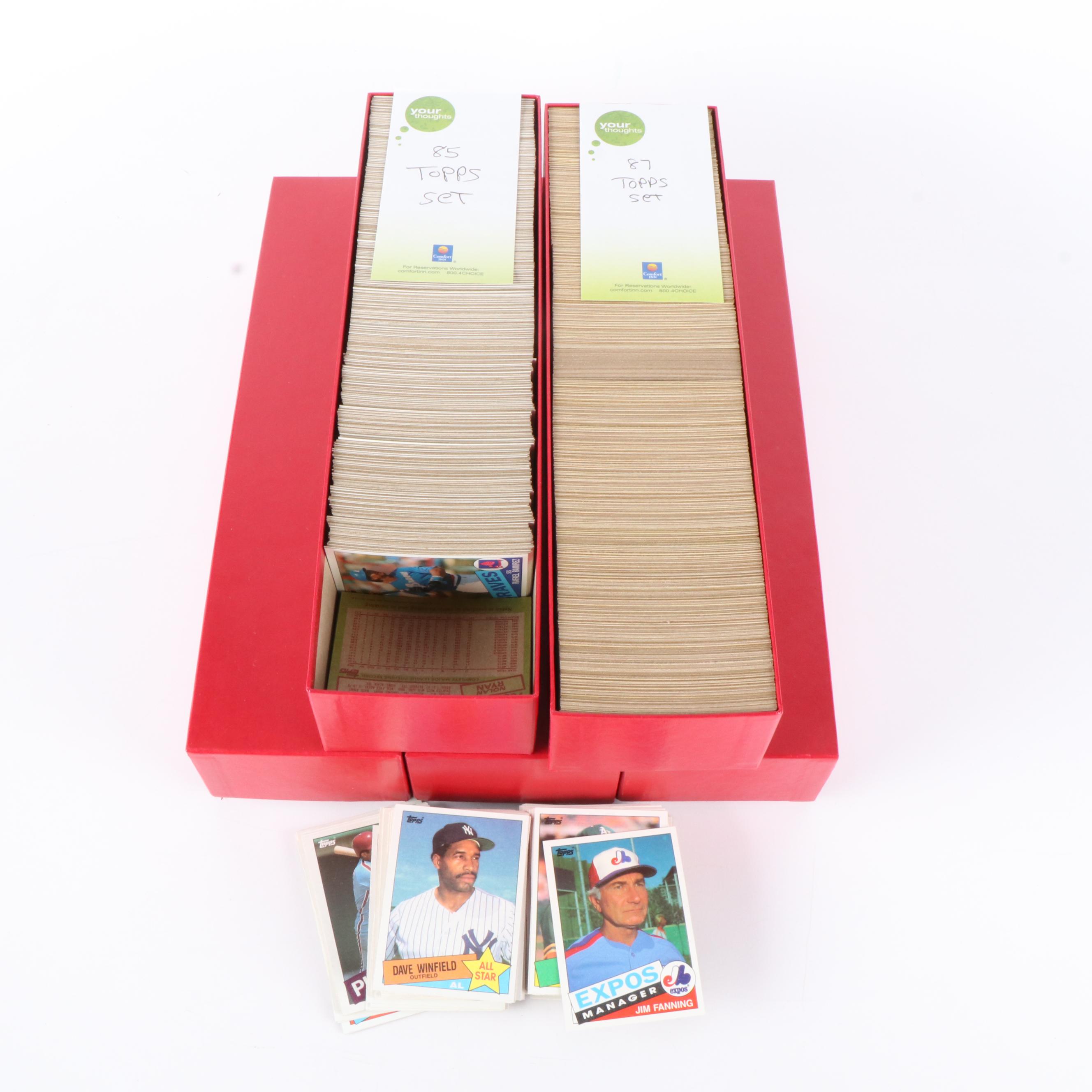 Six Complete Topps Baseball Card Sets, 1984 to 1987