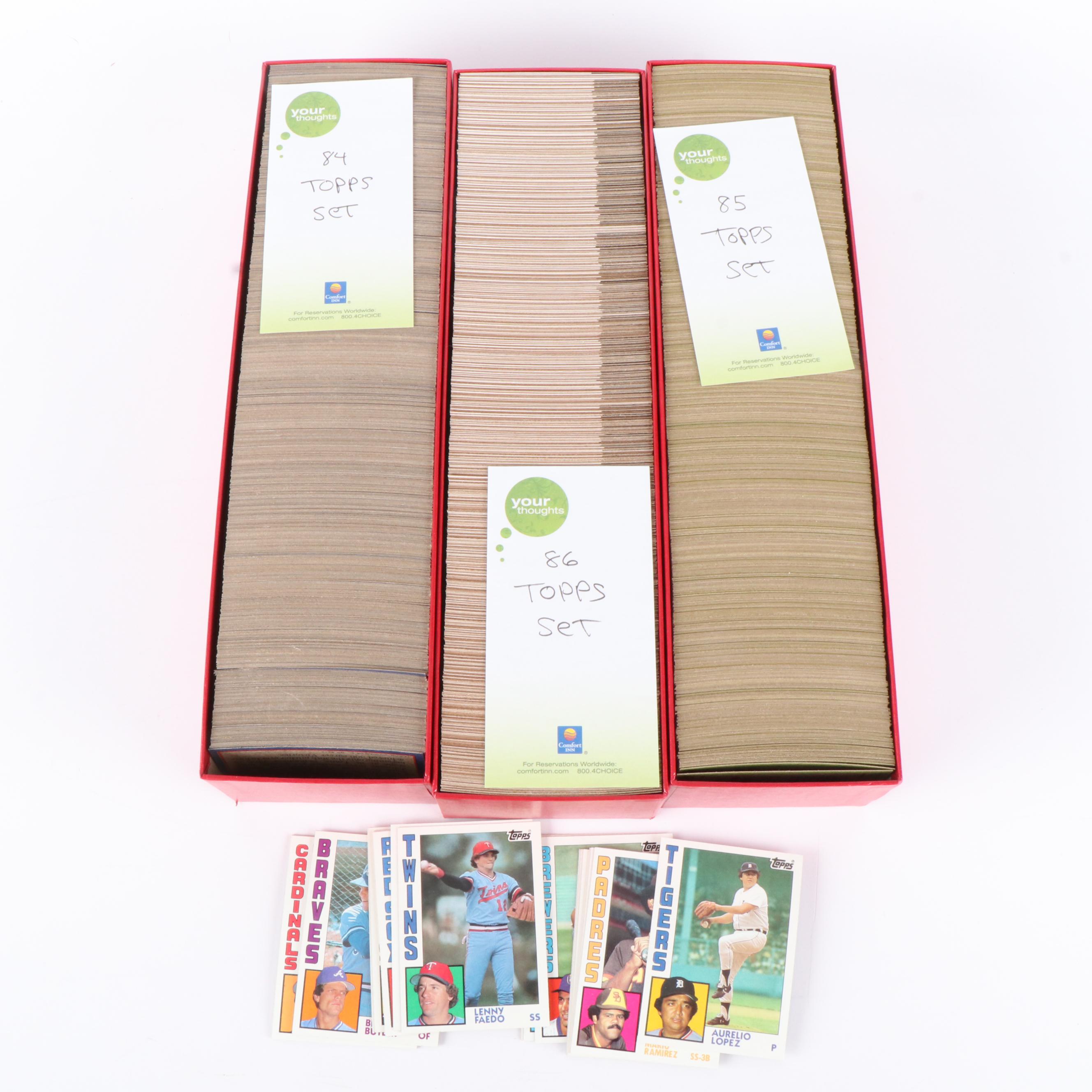 Six Complete Topps Baseball Card Sets, 1984 to 1987