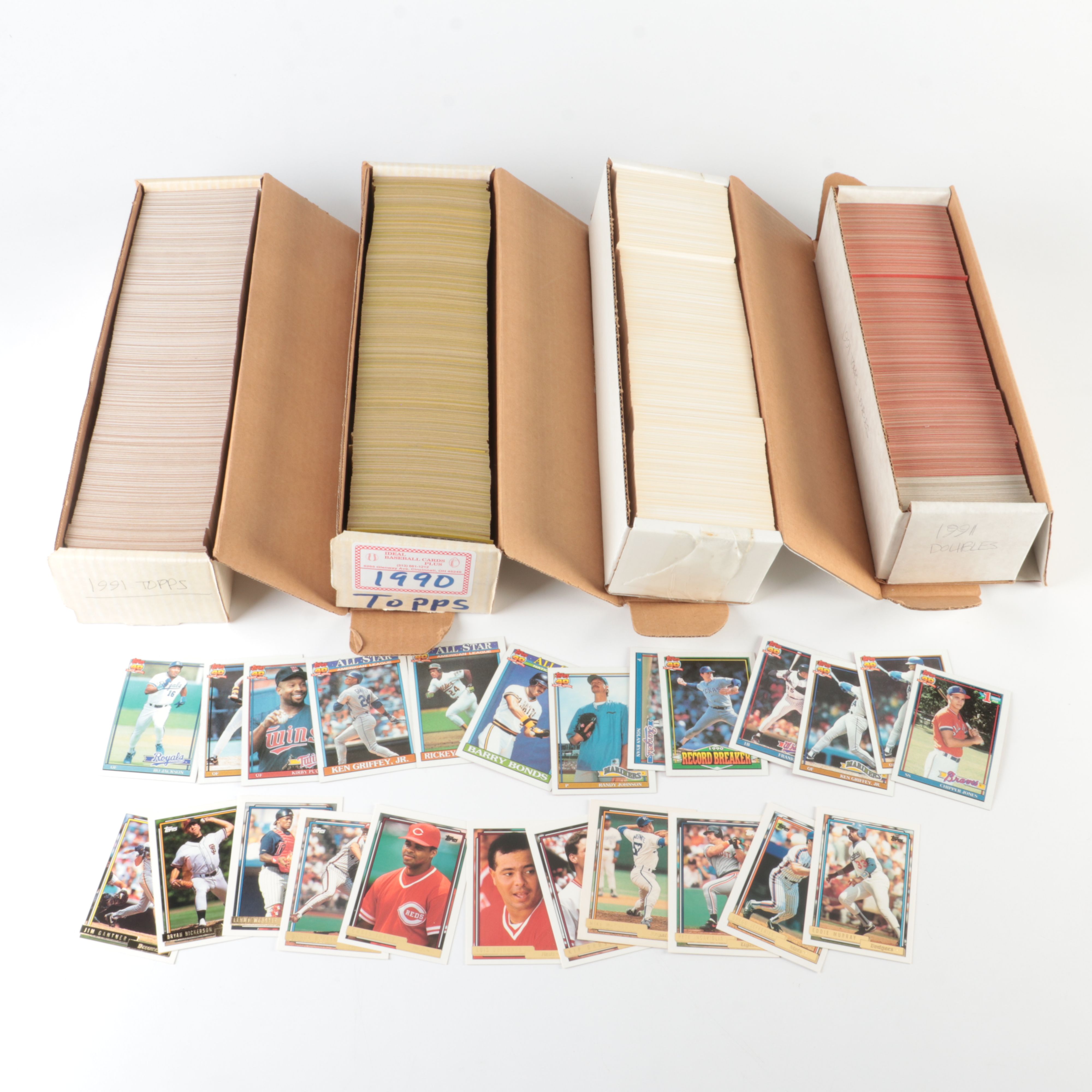Four Boxes of Topps Baseball Cards, 1990 to 1992