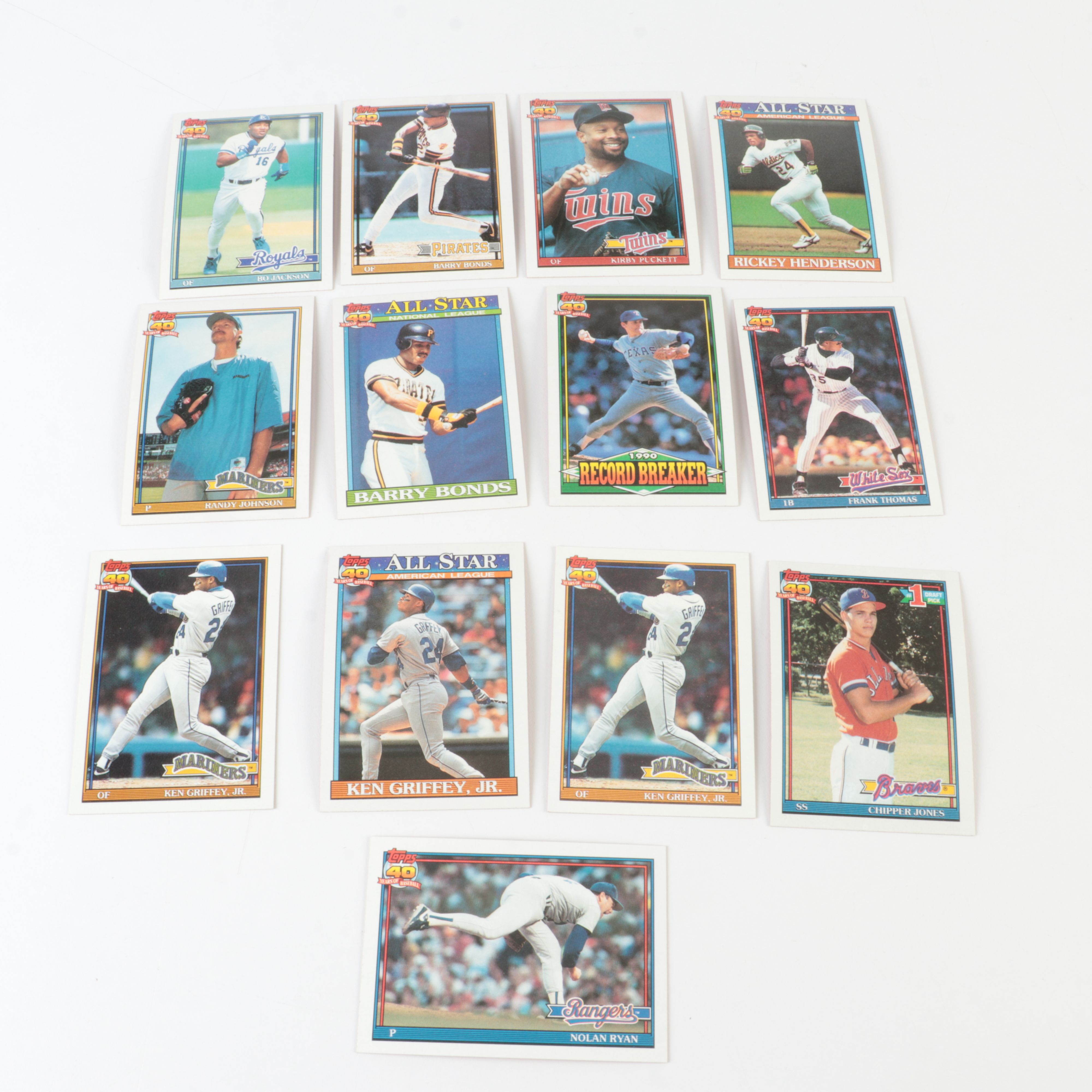 Four Boxes of Topps Baseball Cards, 1990 to 1992