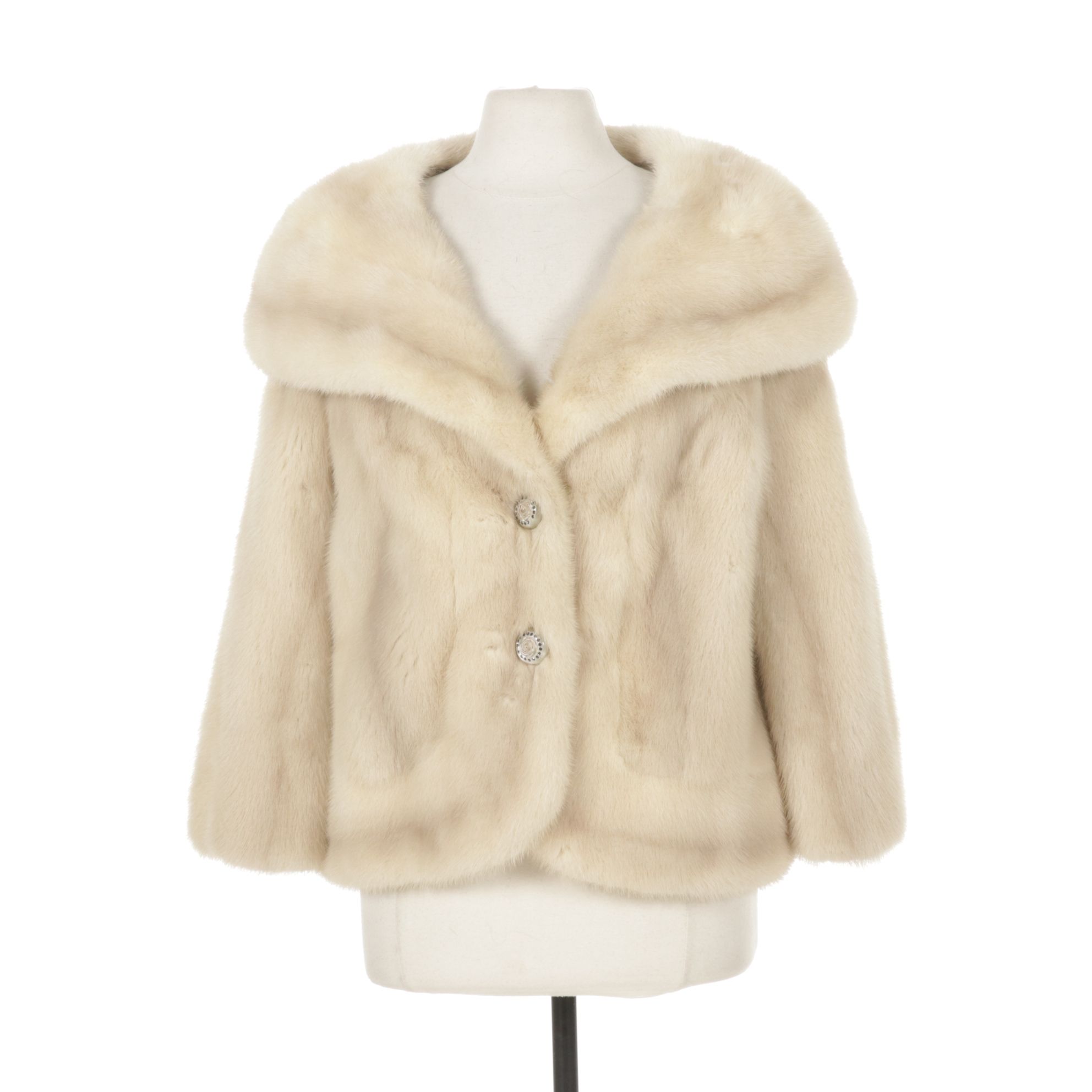 Azurine Mink Fur Jacket with Embellished Buttons, Mid-20th C.