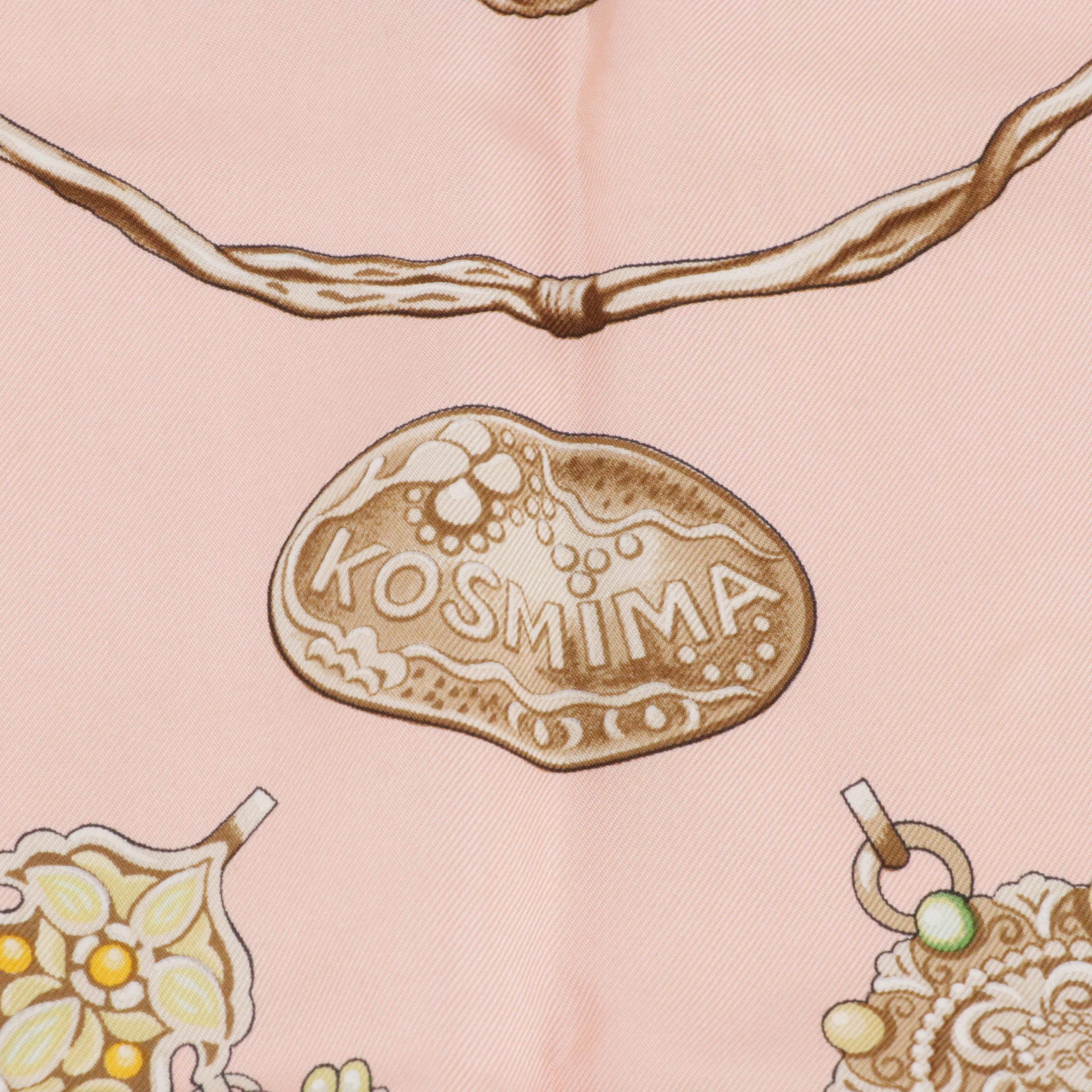 Hermès "Kosmima" Scarf 90 in Pink Silk Twill