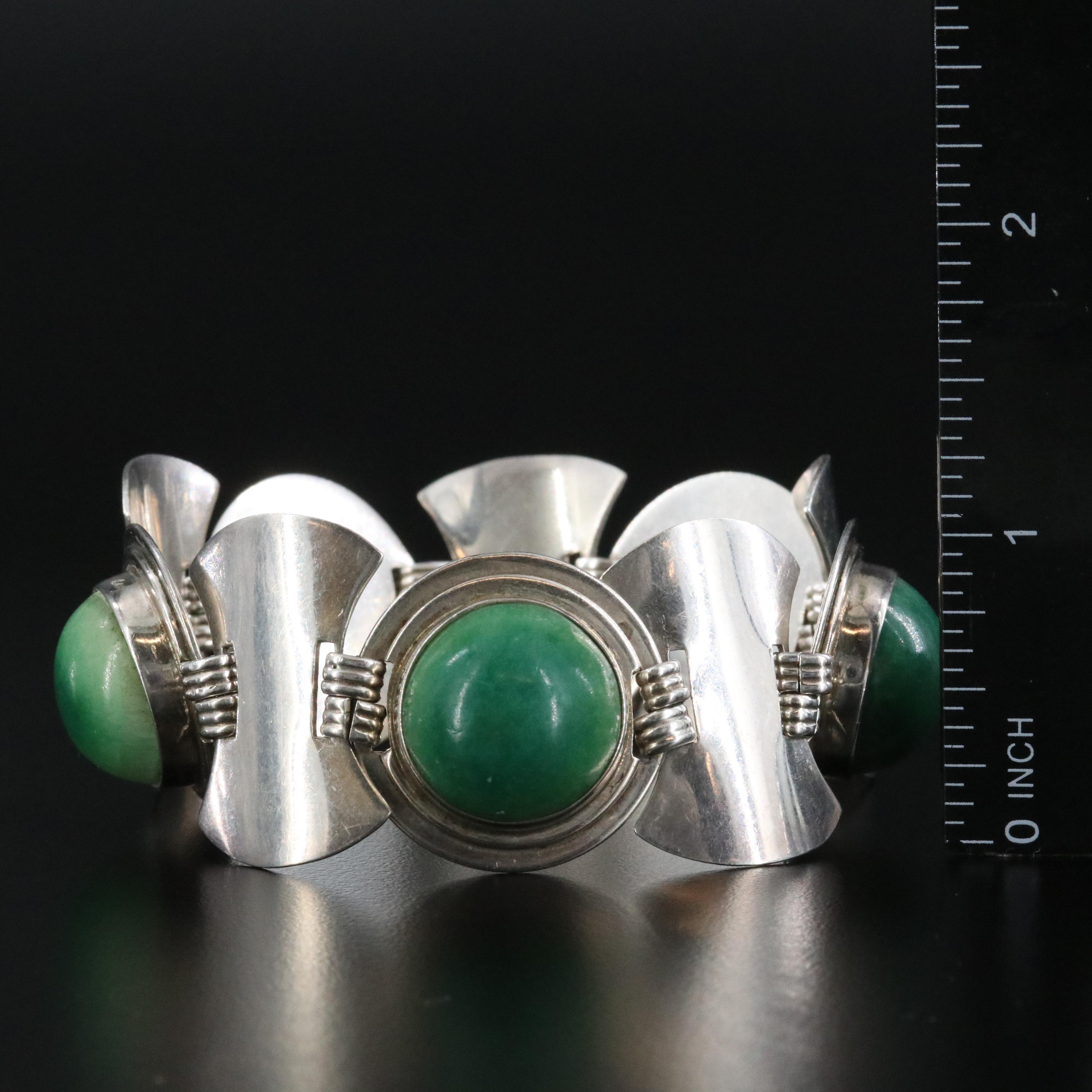 Mexican Modernist Sterling Calcite Panel Bracelet