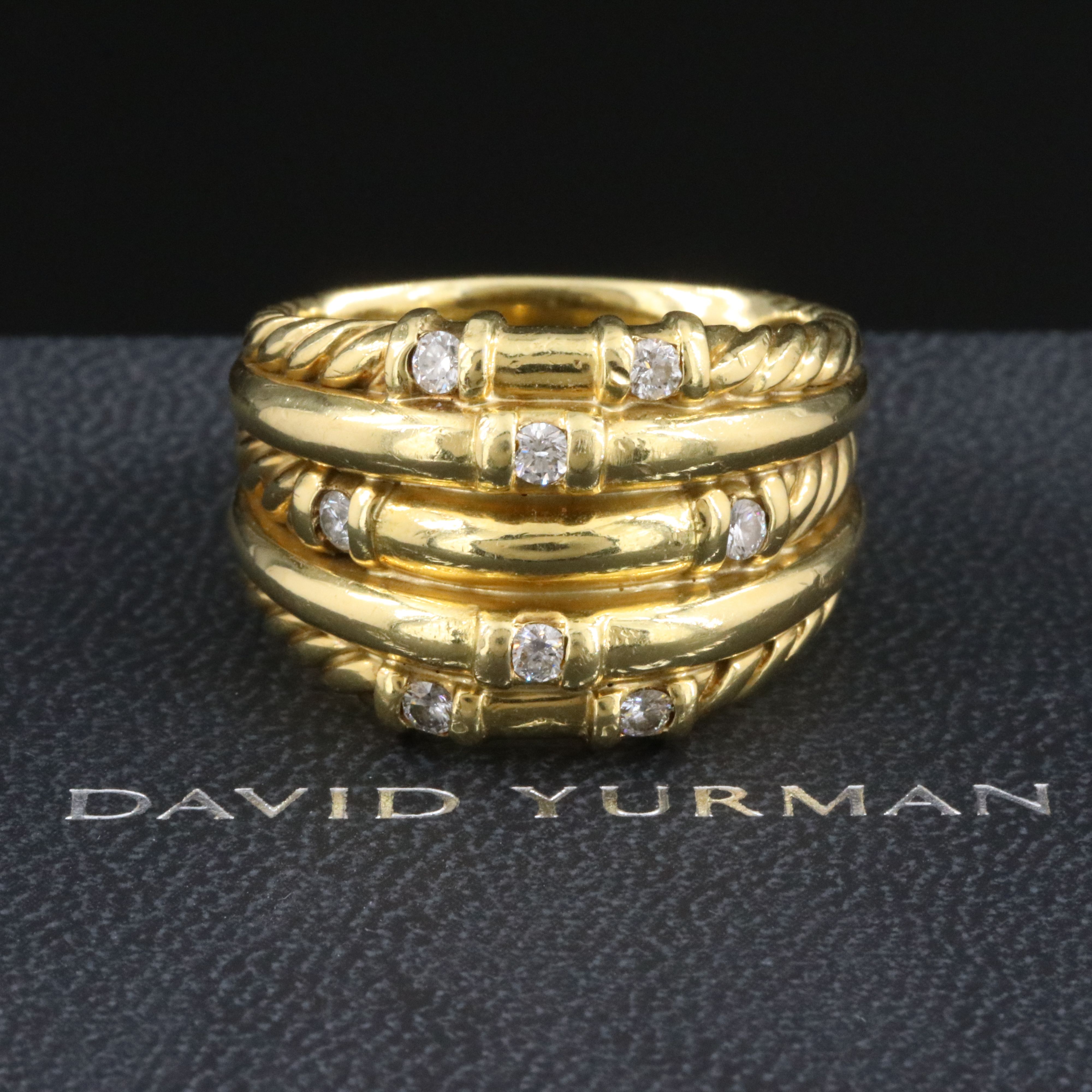 David Yurman 18K 0.32 CTW Diamond Multi-Row Cable Ring