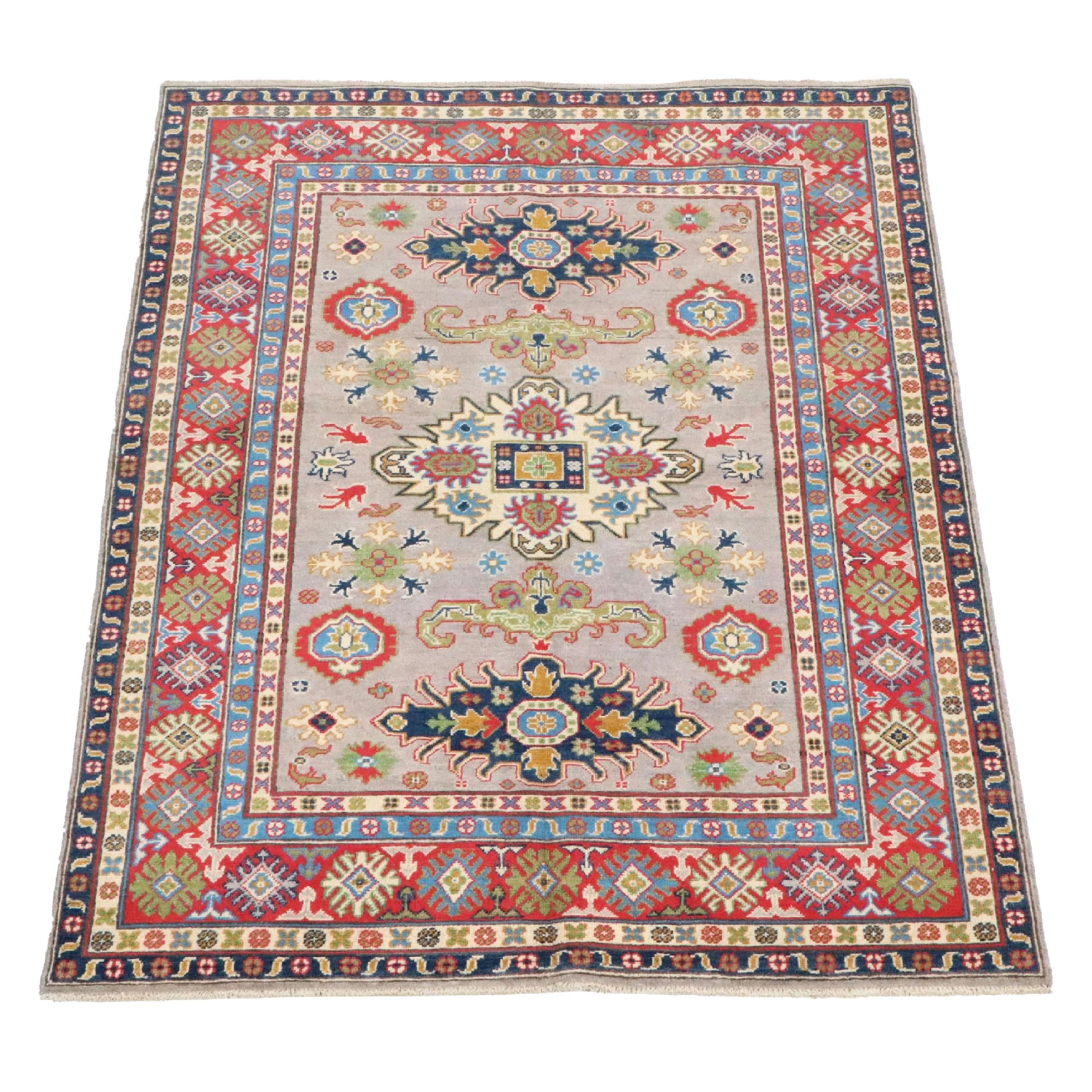 4'11 x 6'11 Hand-Knotted Pakistani Kazak Area Rug