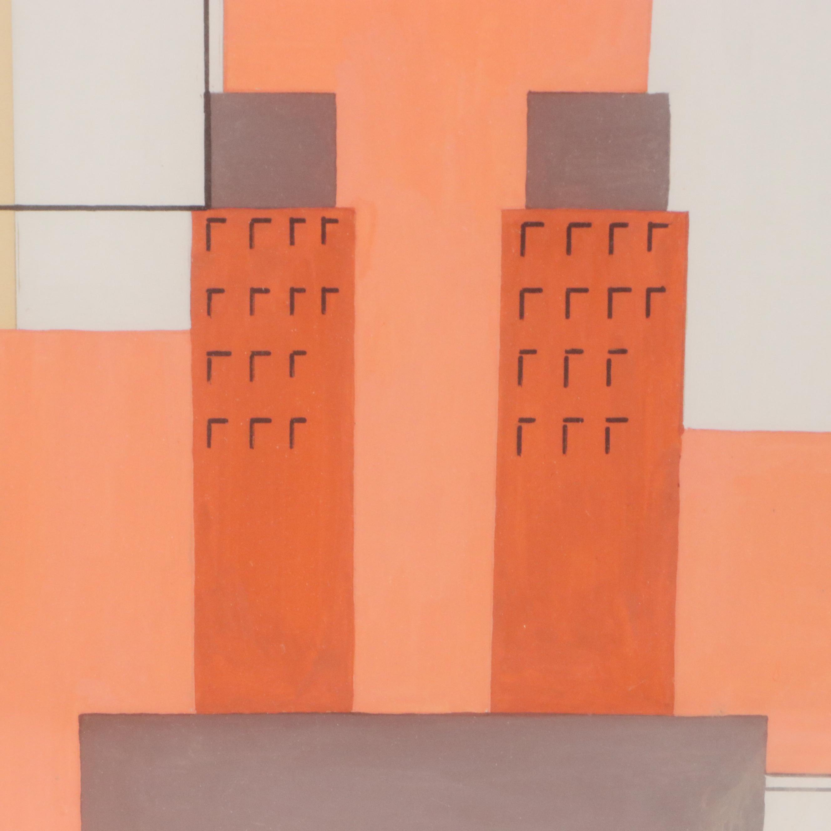 M. Zentgraf Modernist Gouache Painting