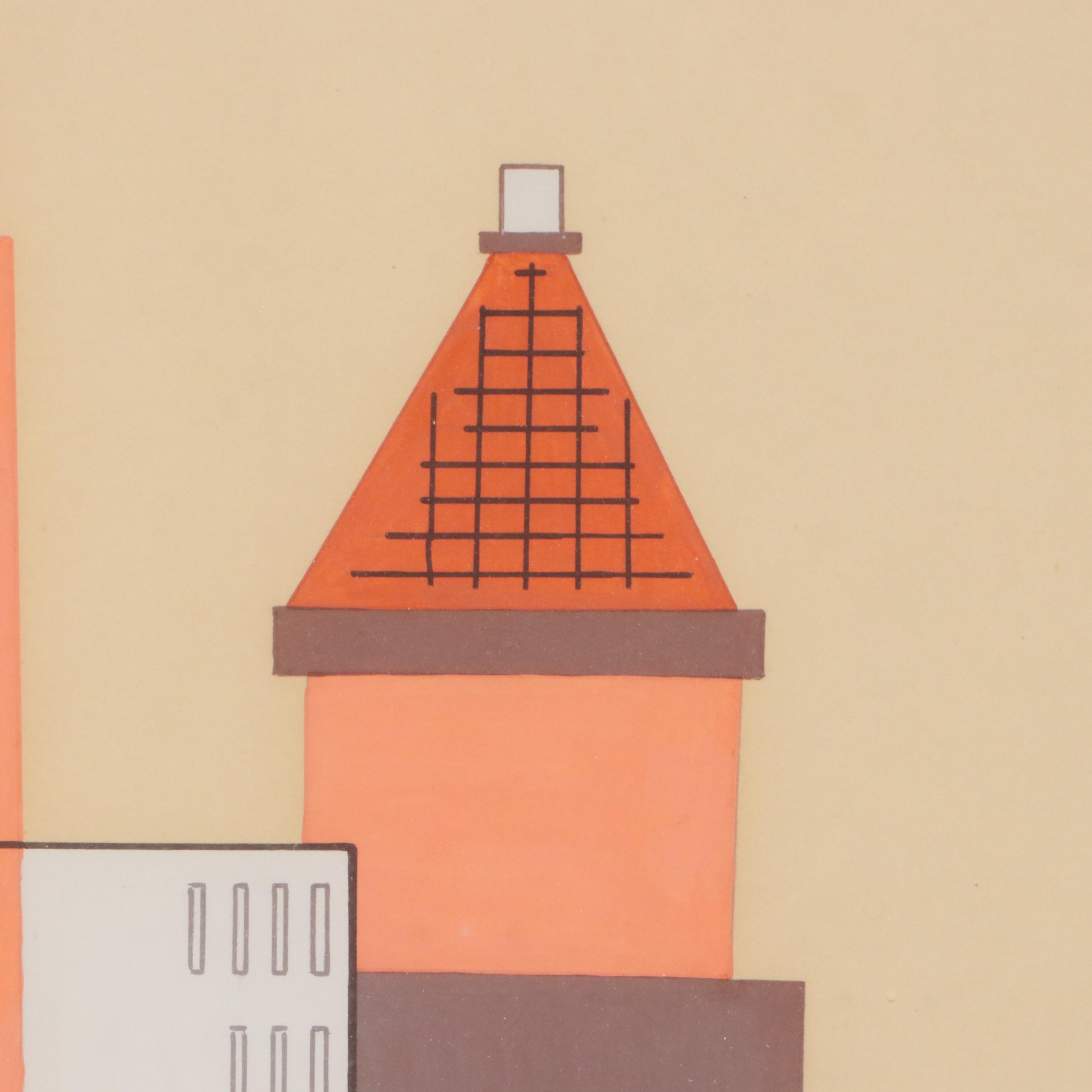 M. Zentgraf Modernist Gouache Painting