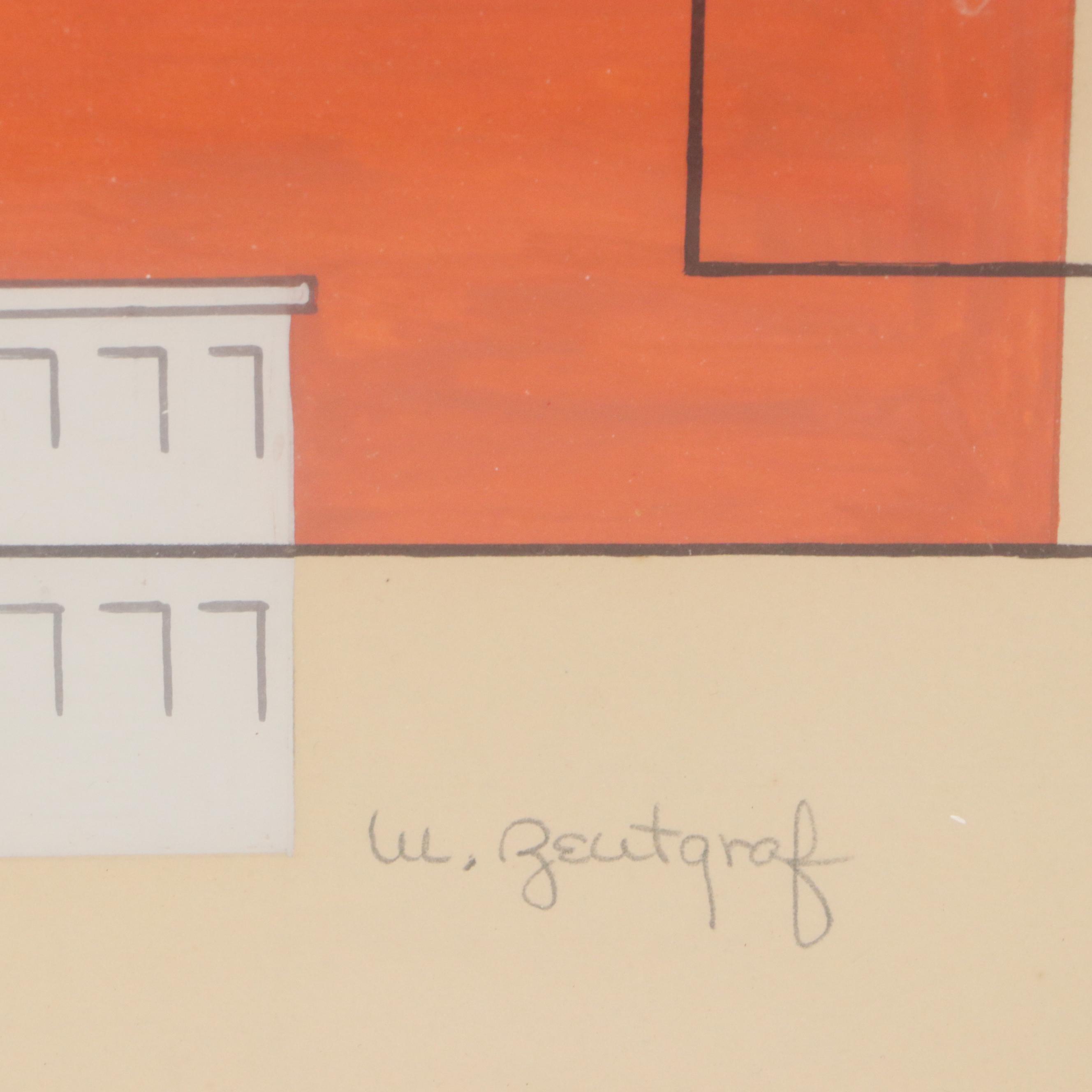 M. Zentgraf Modernist Gouache Painting