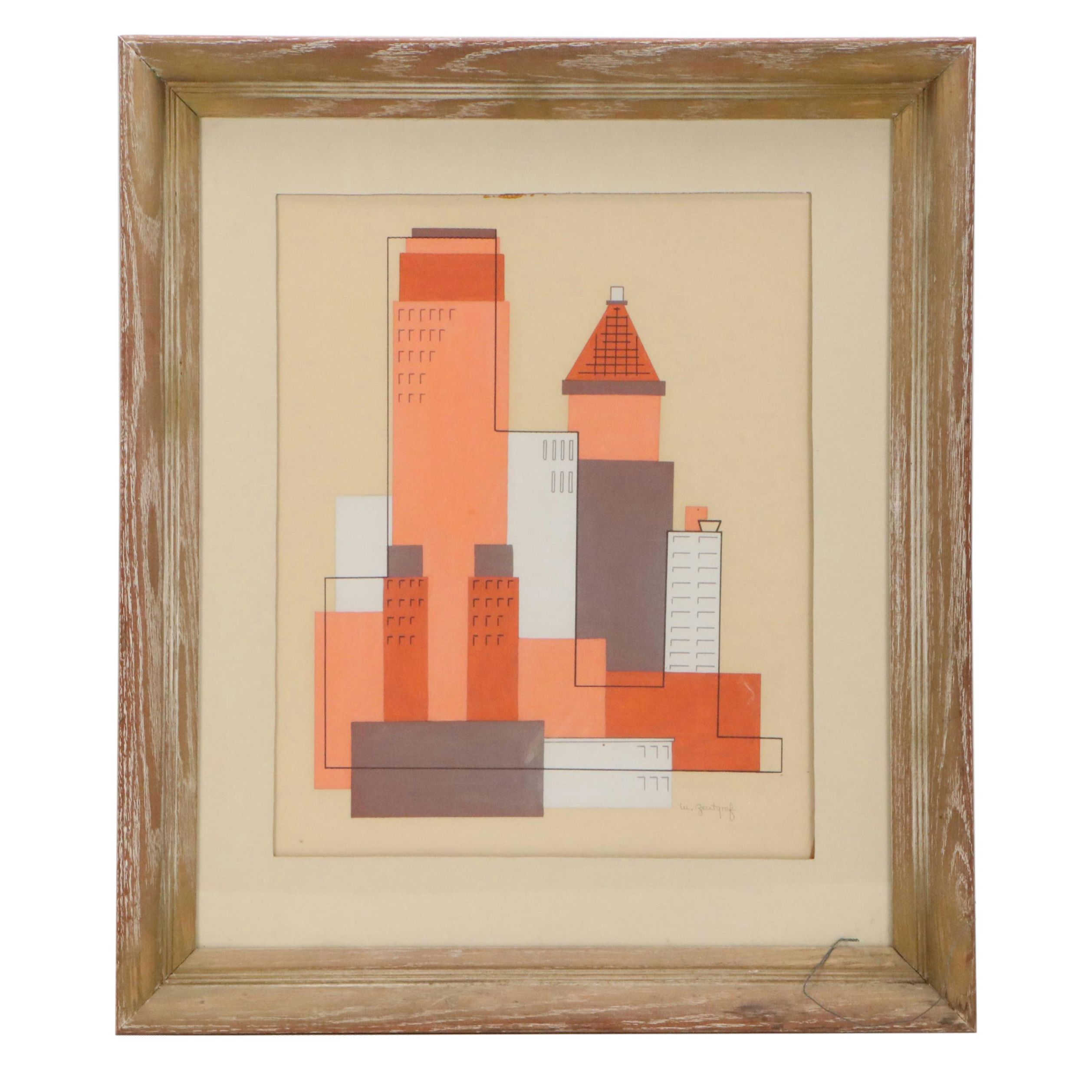 M. Zentgraf Modernist Gouache Painting