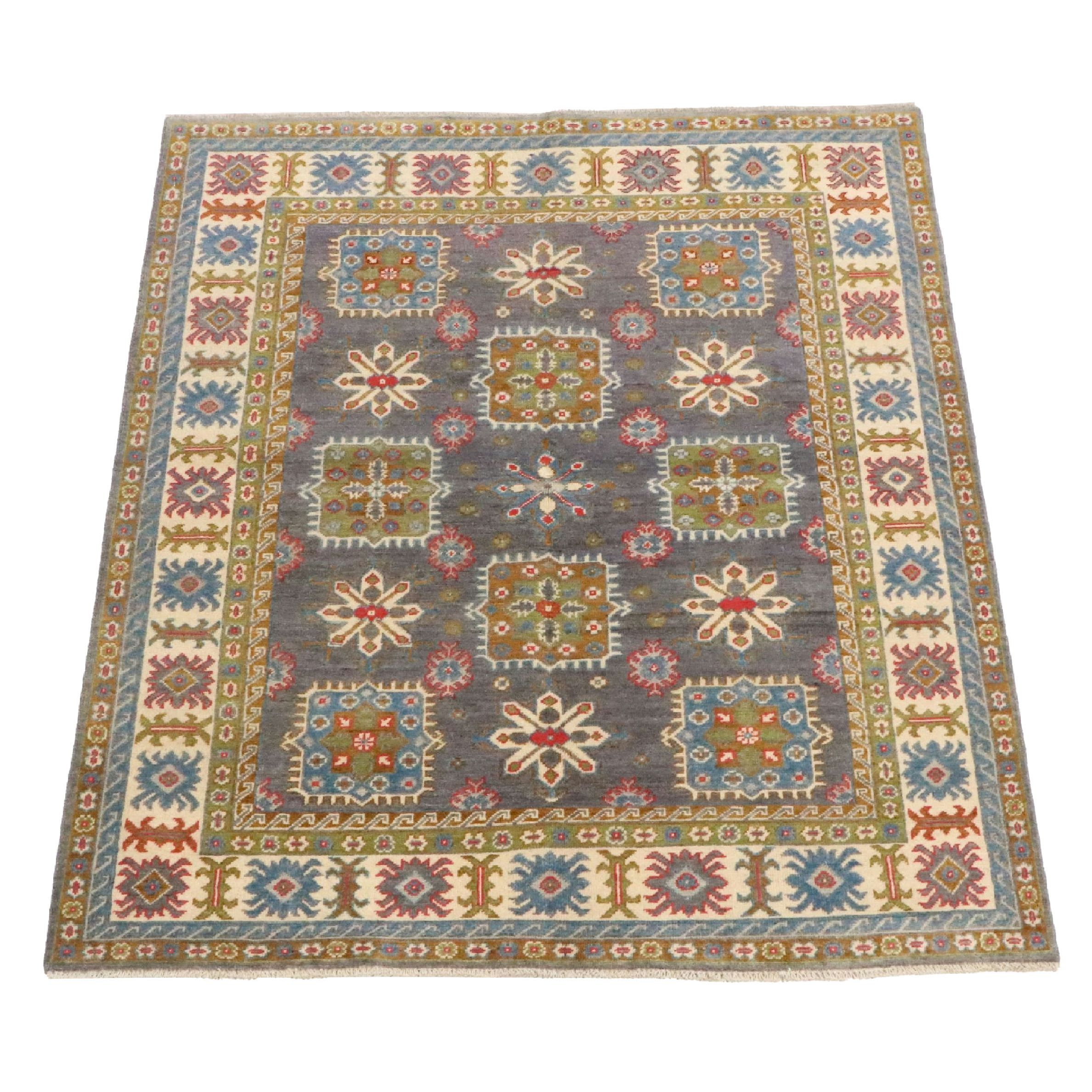 5' x 6'6 Hand-Knotted Pakistani Kazak Area Rug