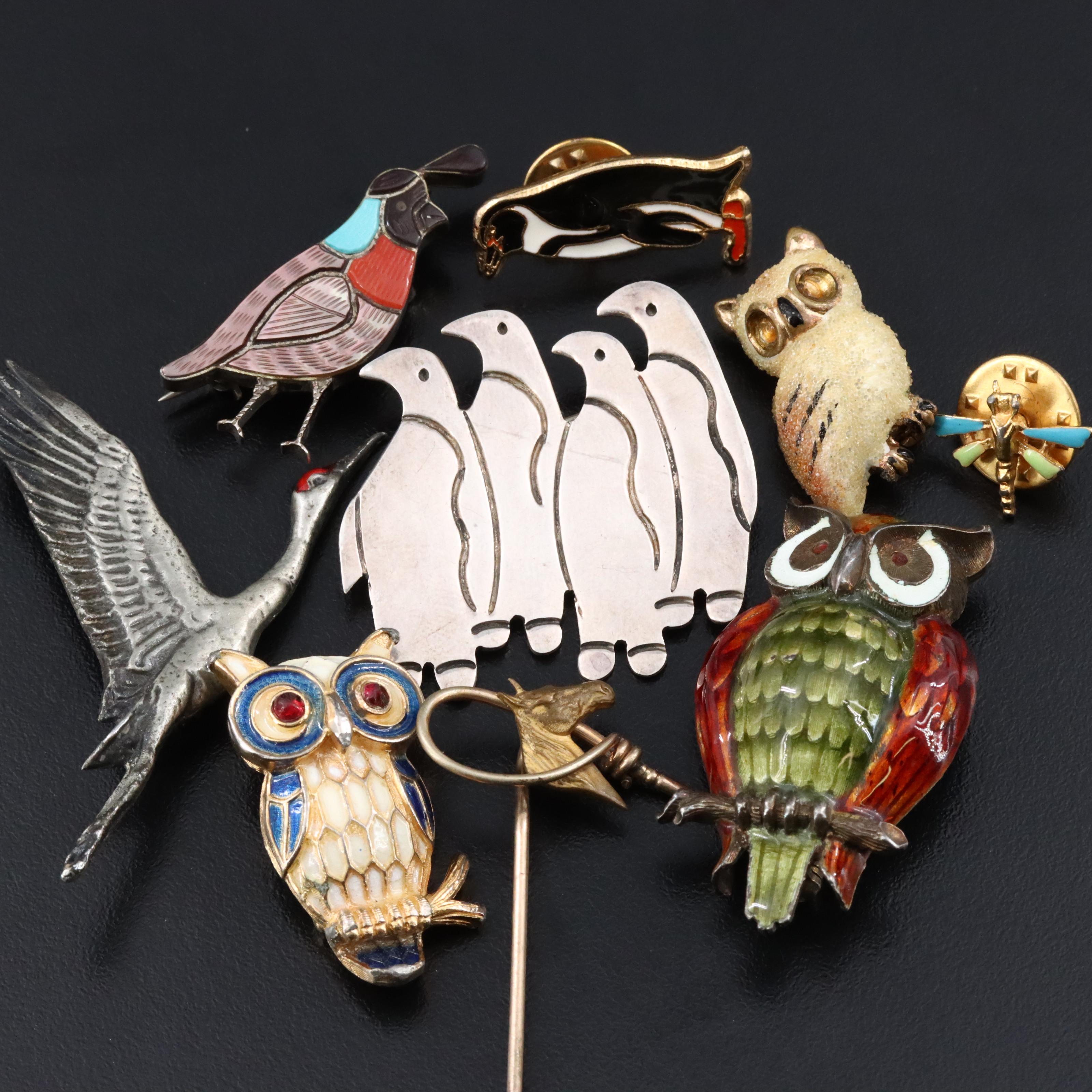 Assorted Jewelry Collection Featuring Owls and Penguins
