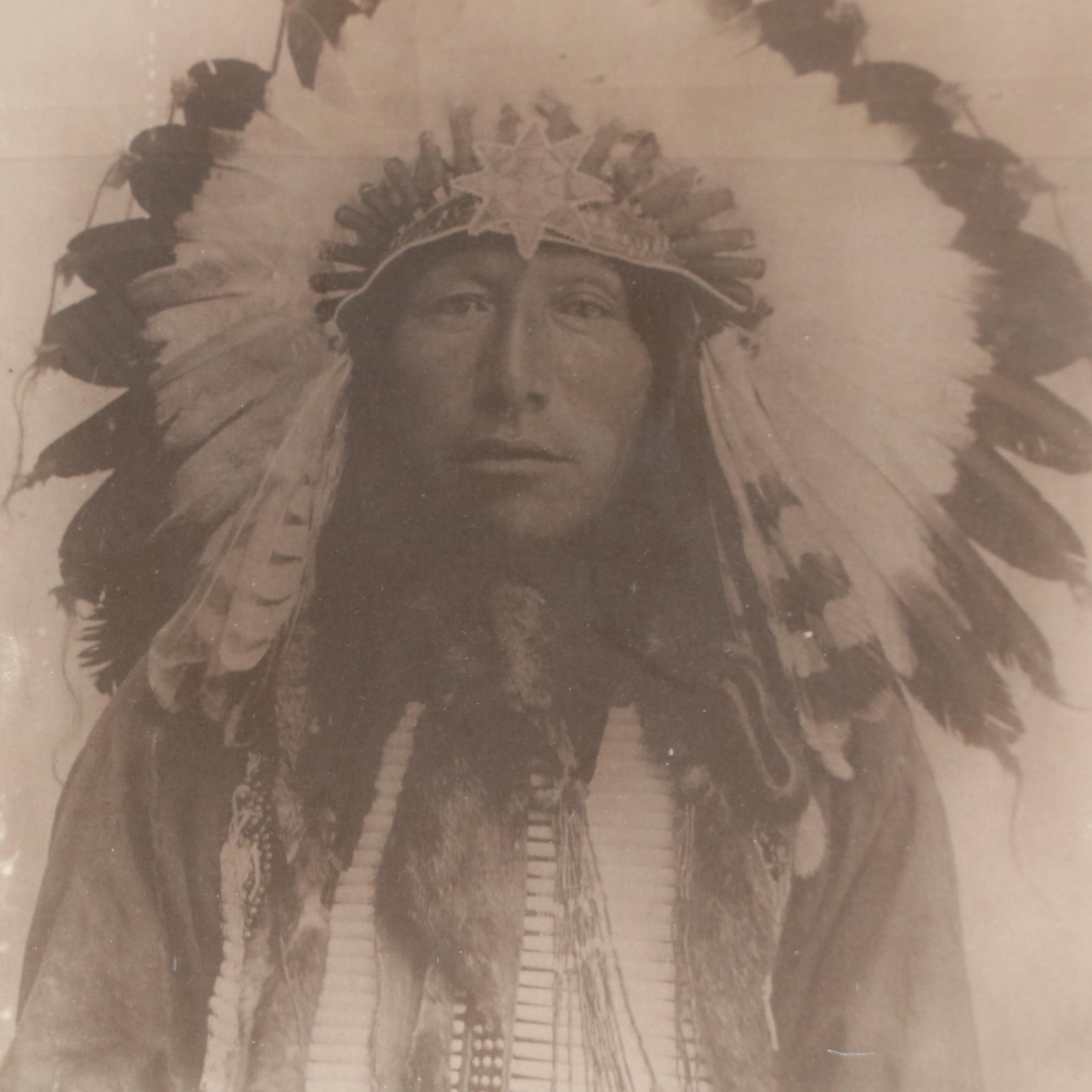 Albumen Photograph of Indigenous American Man in Regalia, Mid/ Late 19th Century