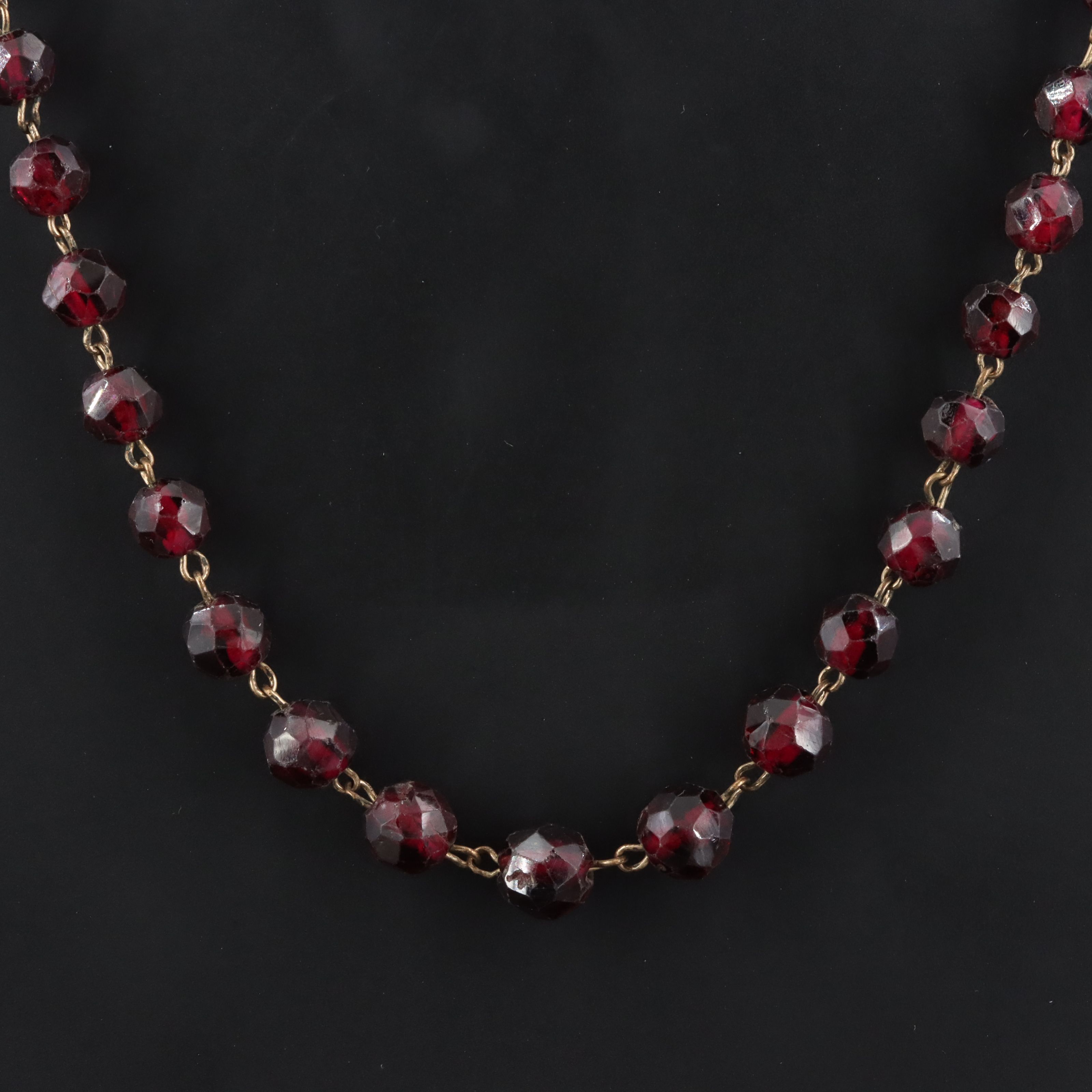 Rhodolite Garnet Bead Necklace with 10K Clasp