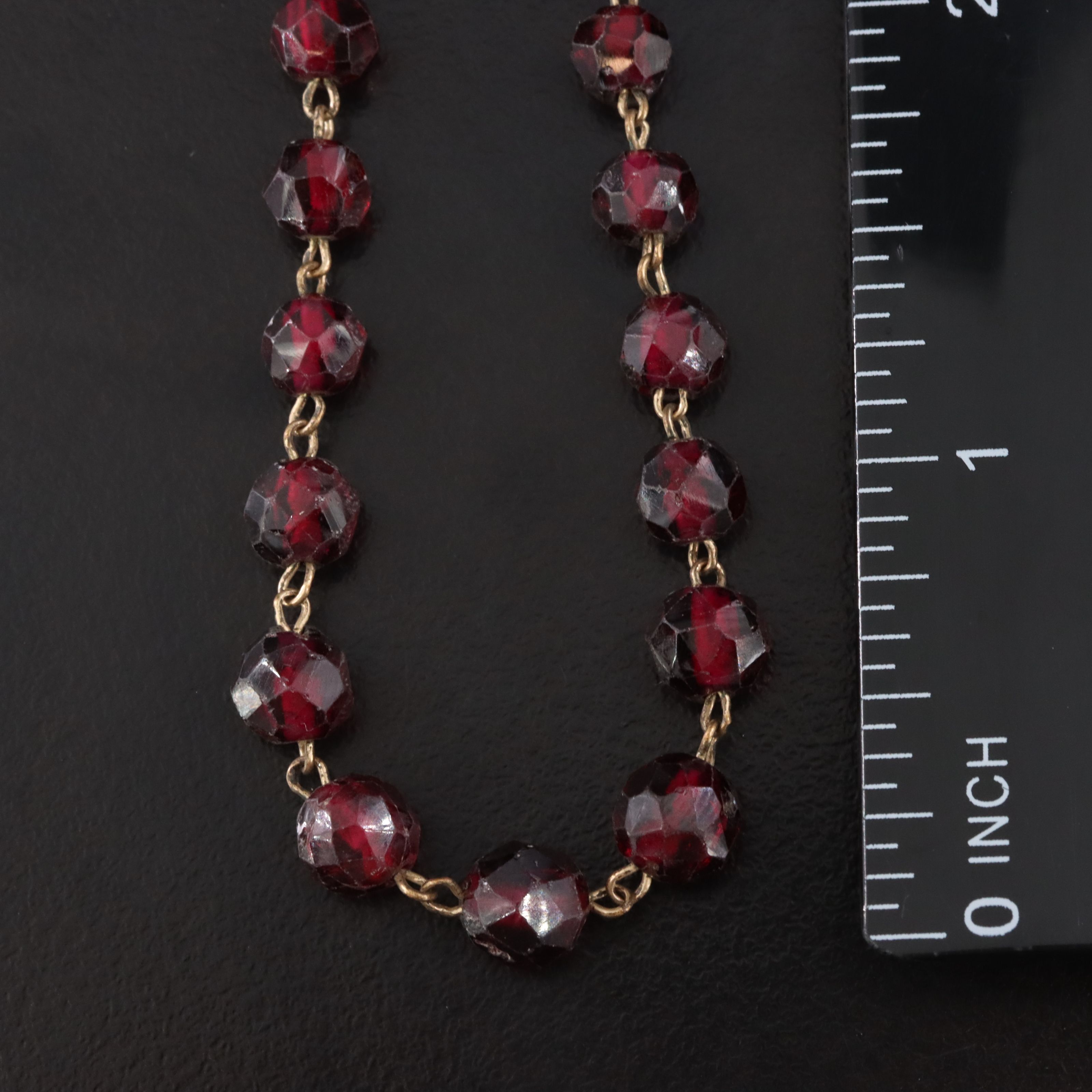 Rhodolite Garnet Bead Necklace with 10K Clasp