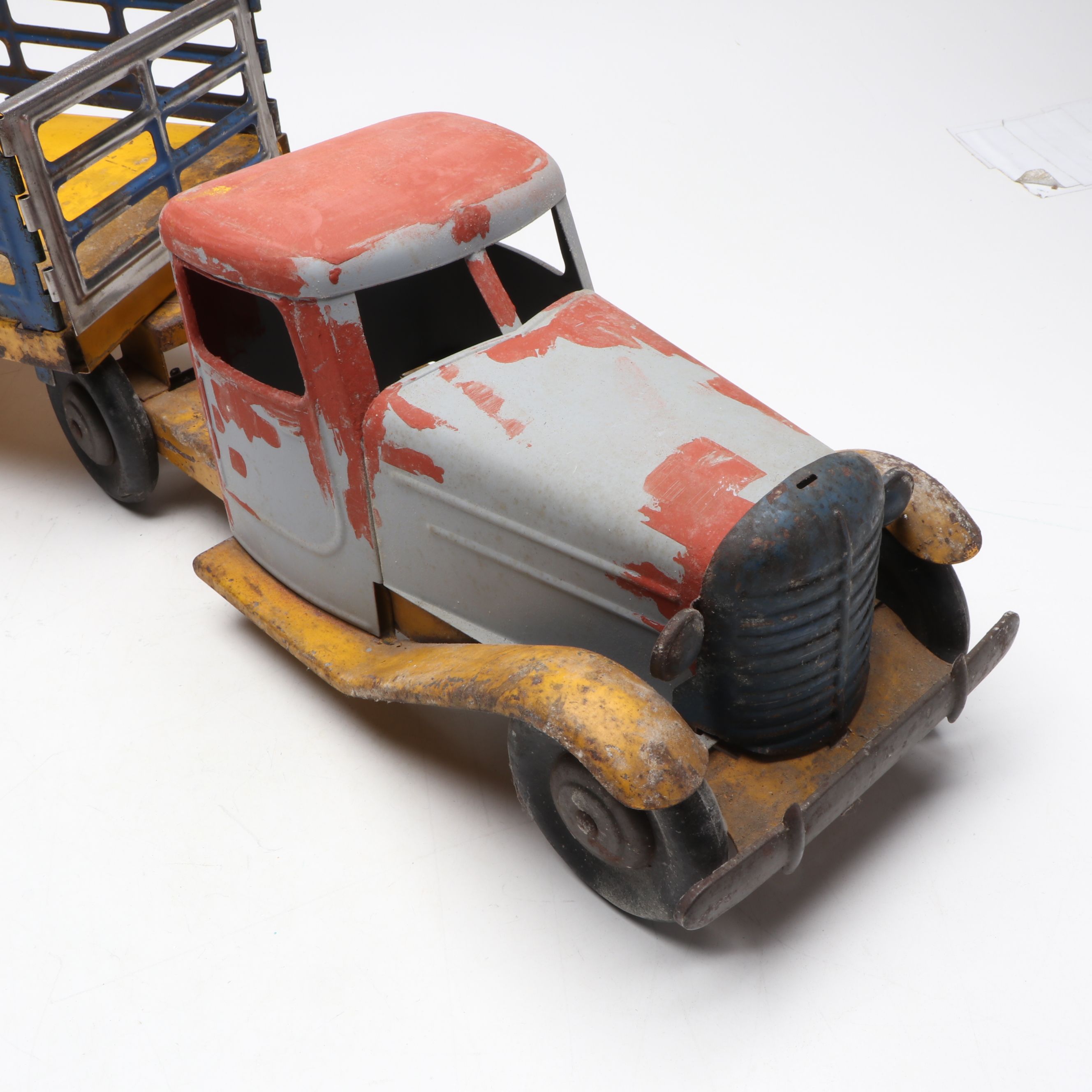 Pressed Steel Toy Truck with Trailers, Mid-20th Century