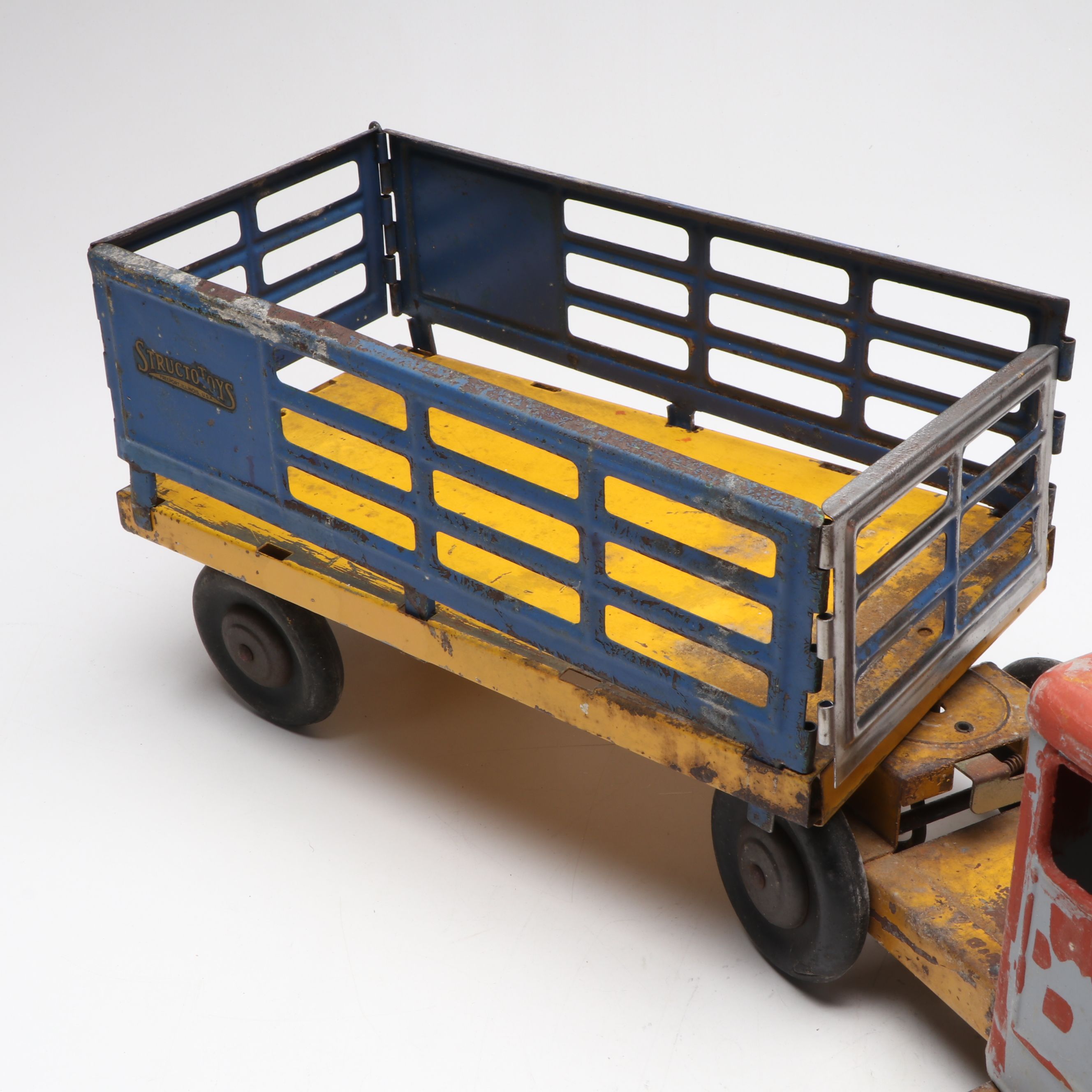 Pressed Steel Toy Truck with Trailers, Mid-20th Century