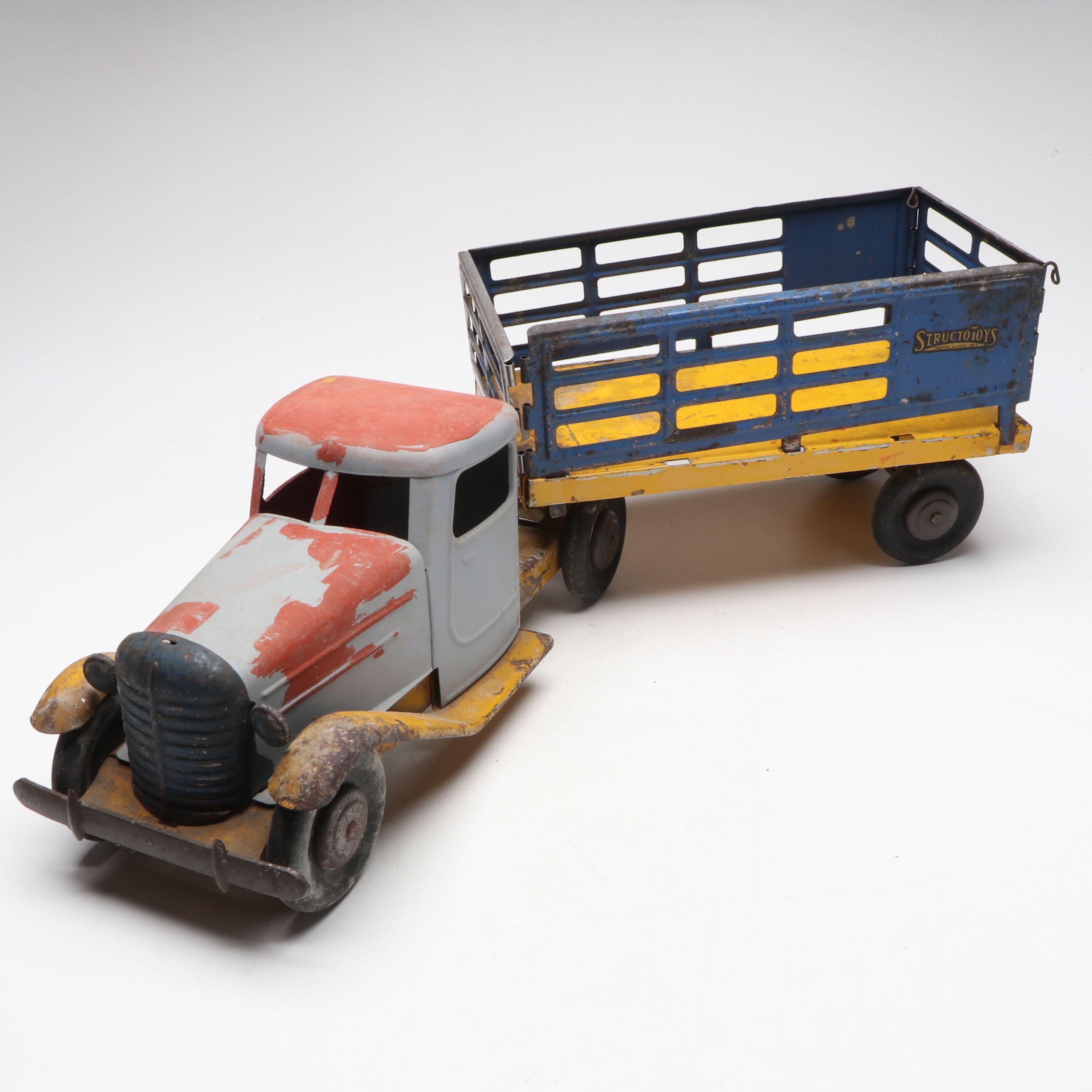 Pressed Steel Toy Truck with Trailers, Mid-20th Century