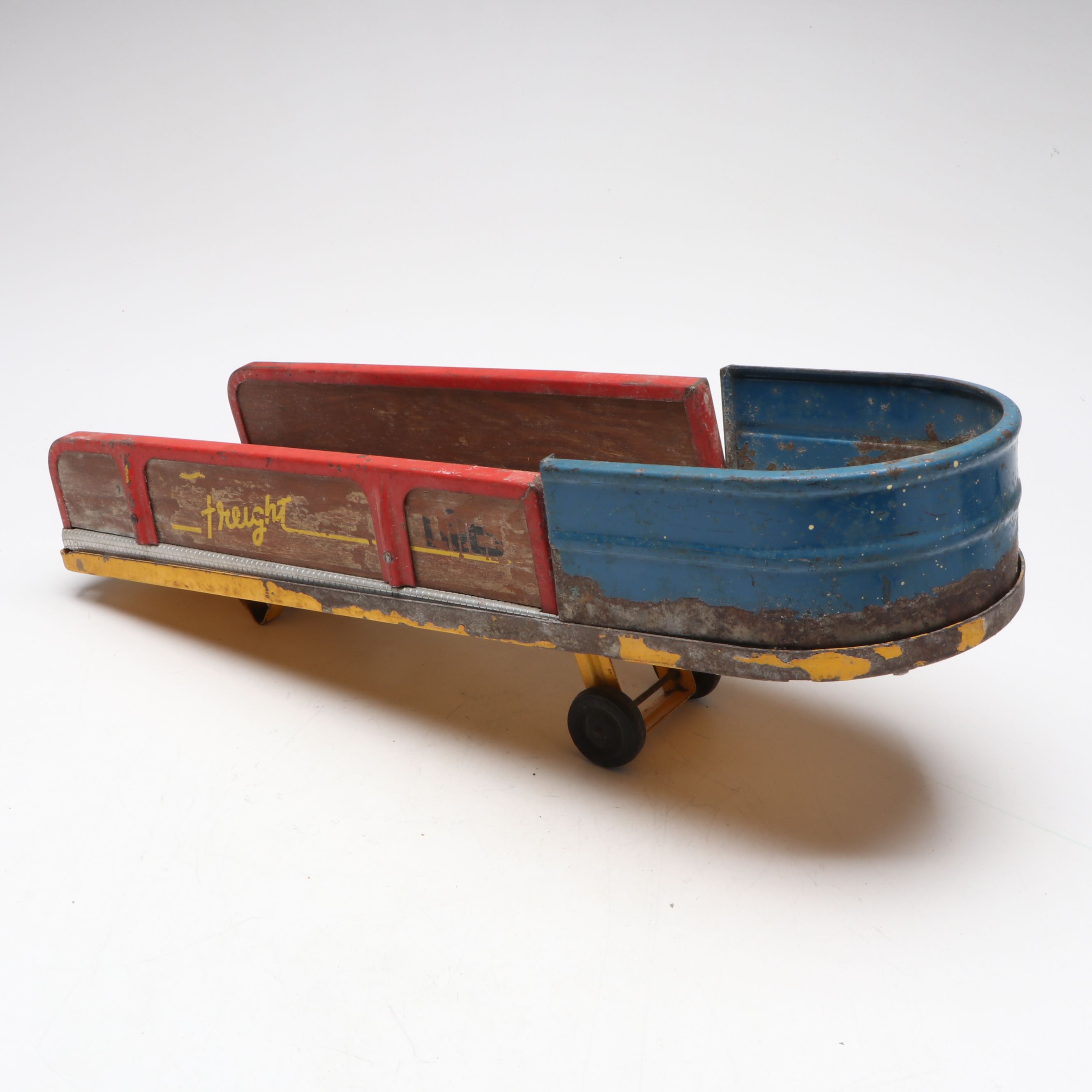 Pressed Steel Toy Truck with Trailers, Mid-20th Century