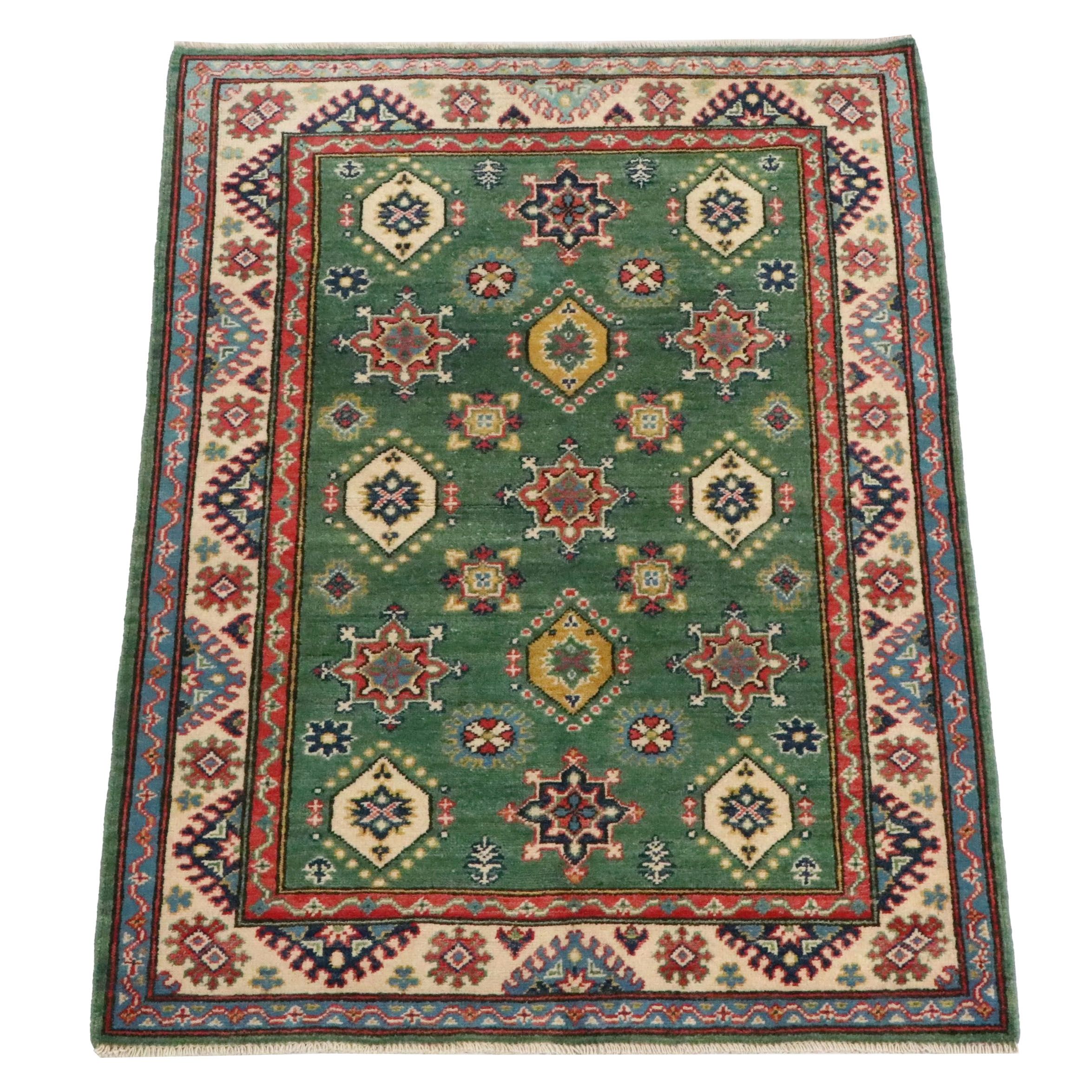 3'4 x 5'1 Hand-Knotted Afghan Kazak Area Rug