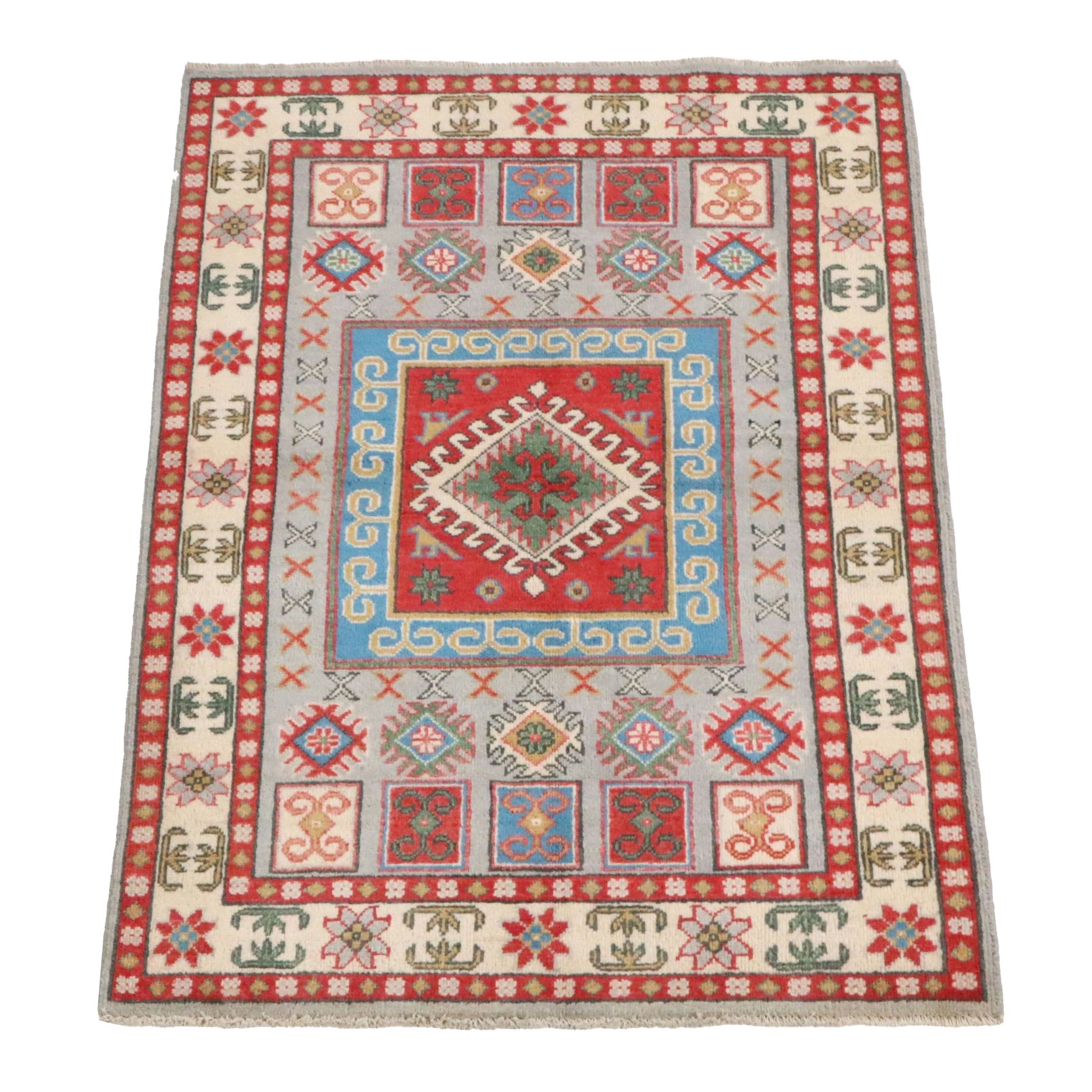 3'5 x 5'4 Hand-Knotted Afghan Kazak Area Rug