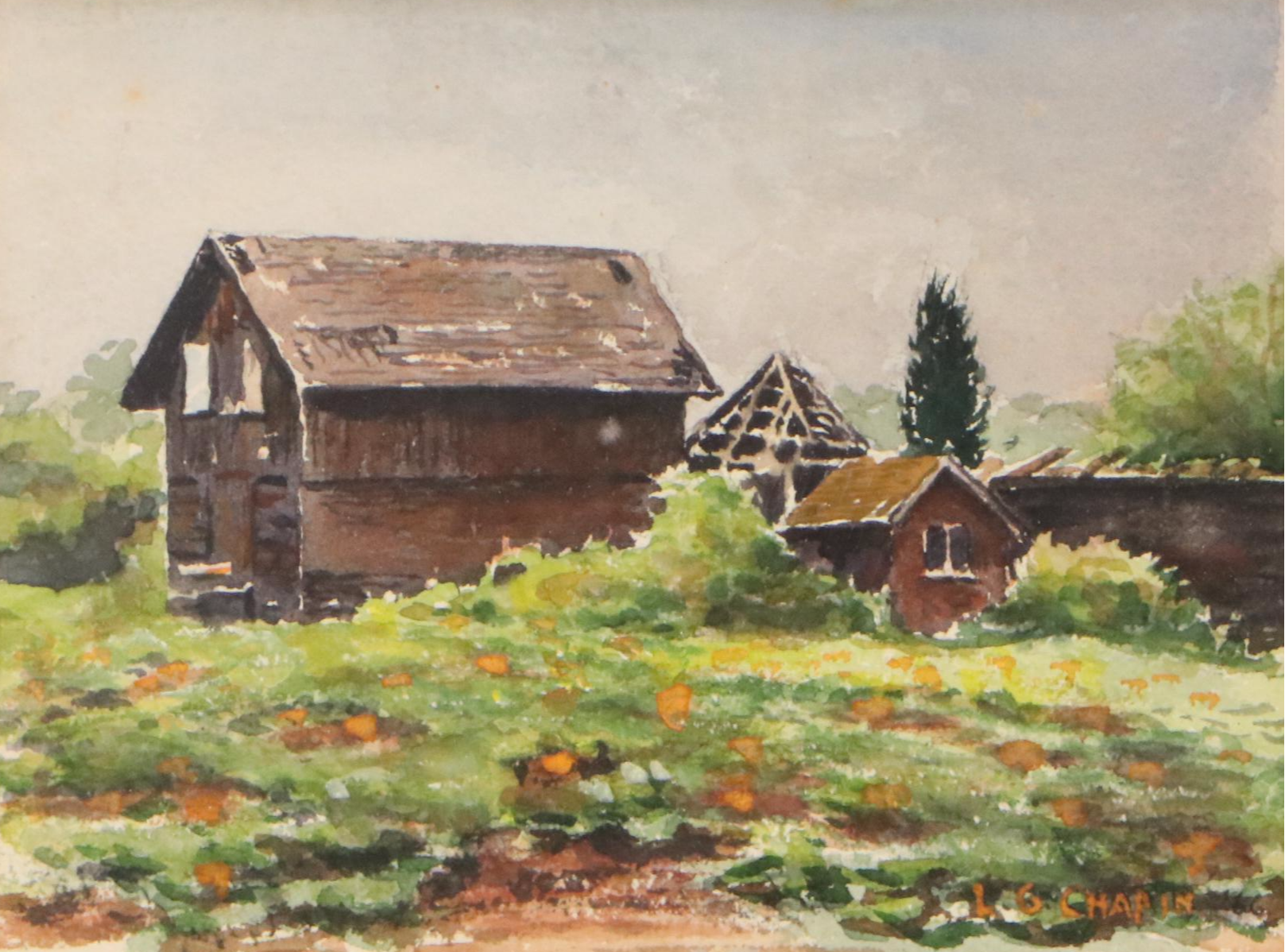 Lester G. Chapin Watercolor Painting of Farmhouse, 1966