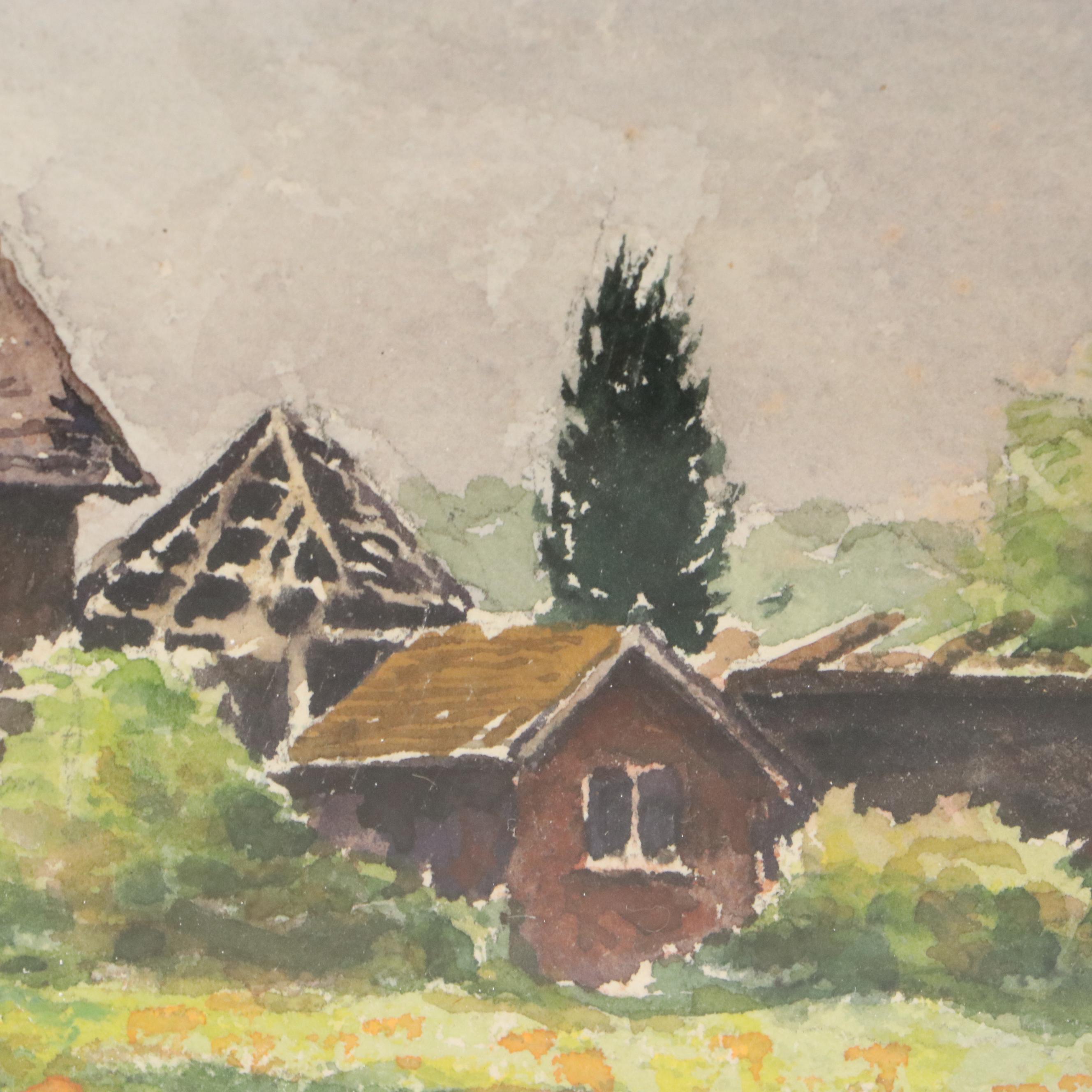 Lester G. Chapin Watercolor Painting of Farmhouse, 1966