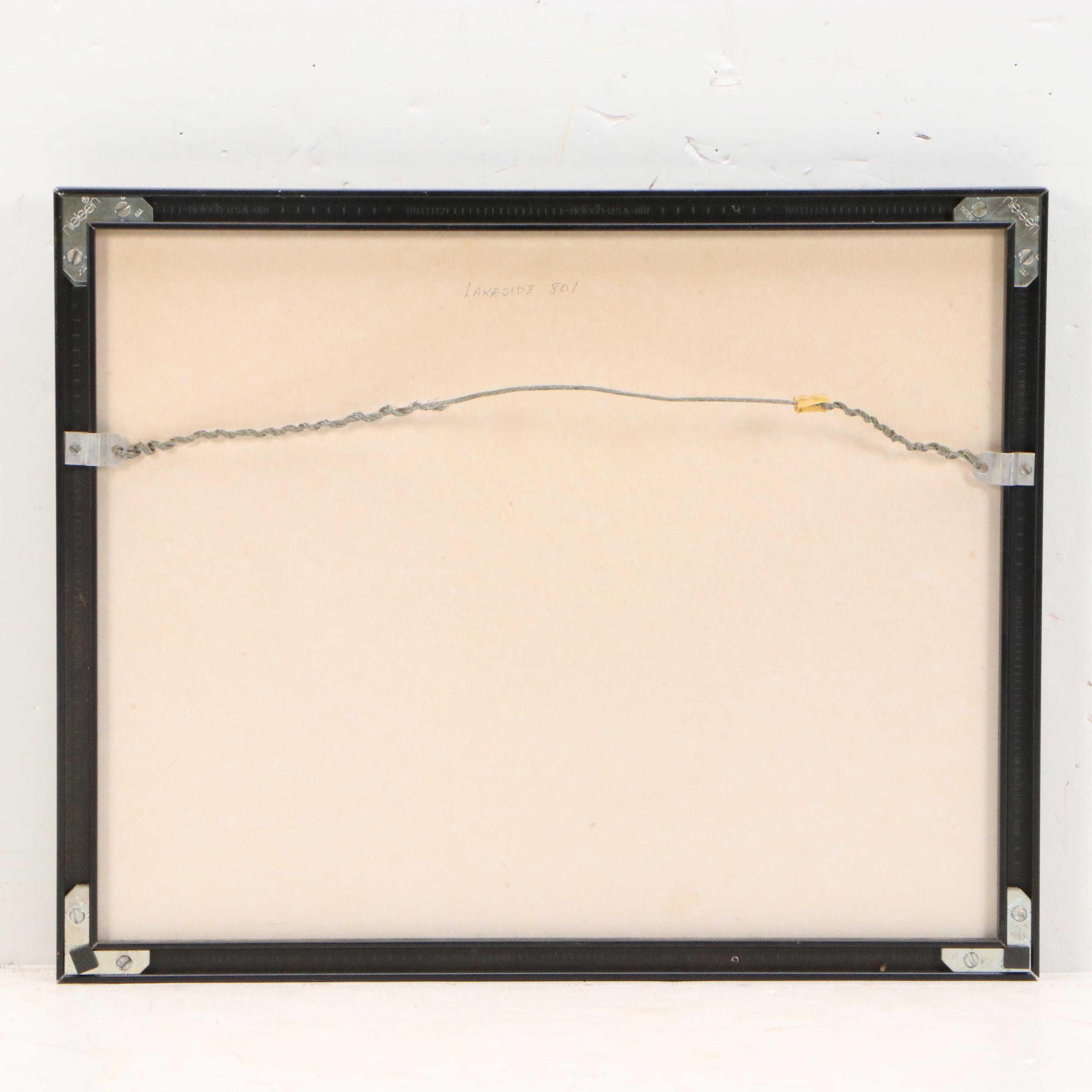 Landscape Watercolor Painting "Lakeside," Late 20th to 21st Century