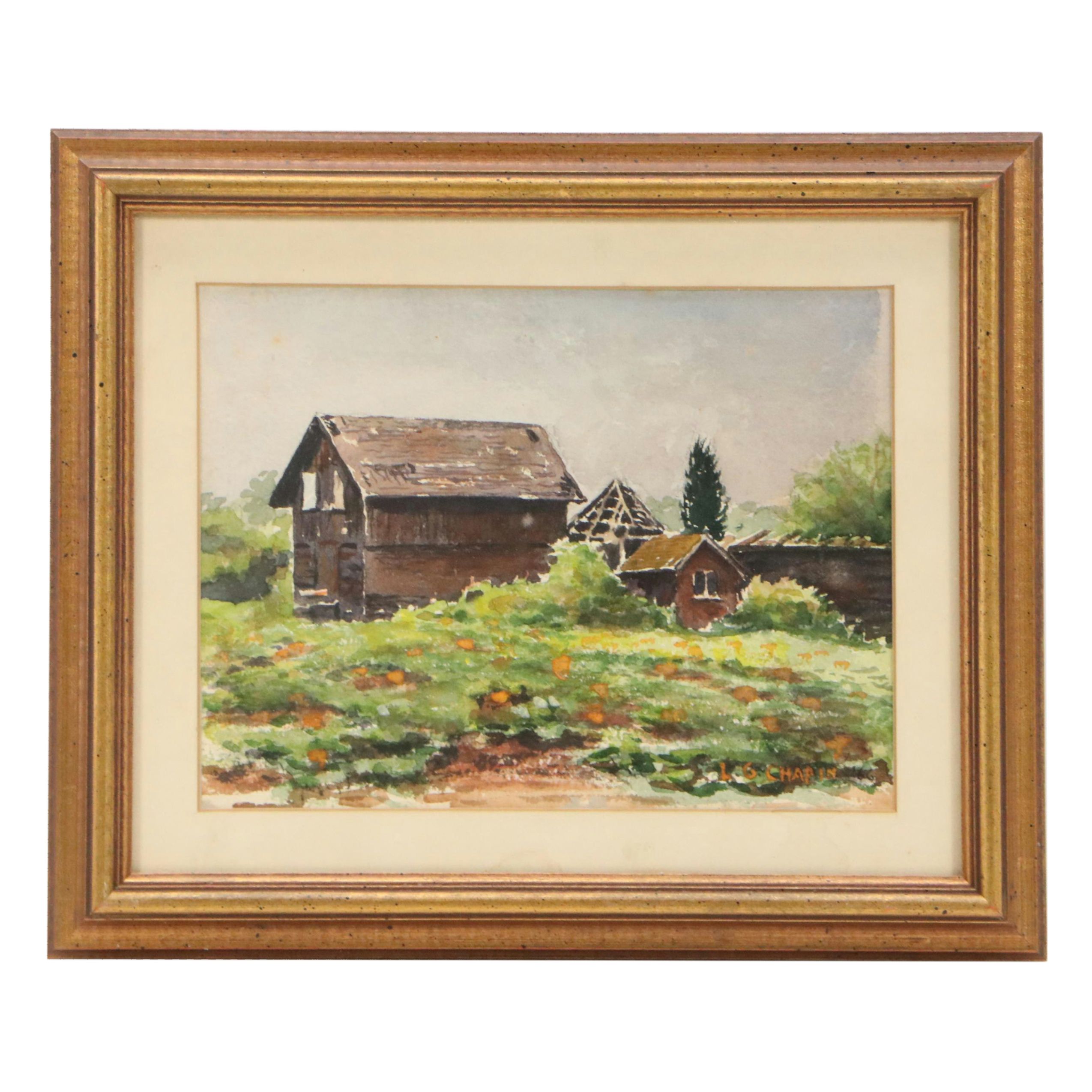 Lester G. Chapin Watercolor Painting of Farmhouse, 1966