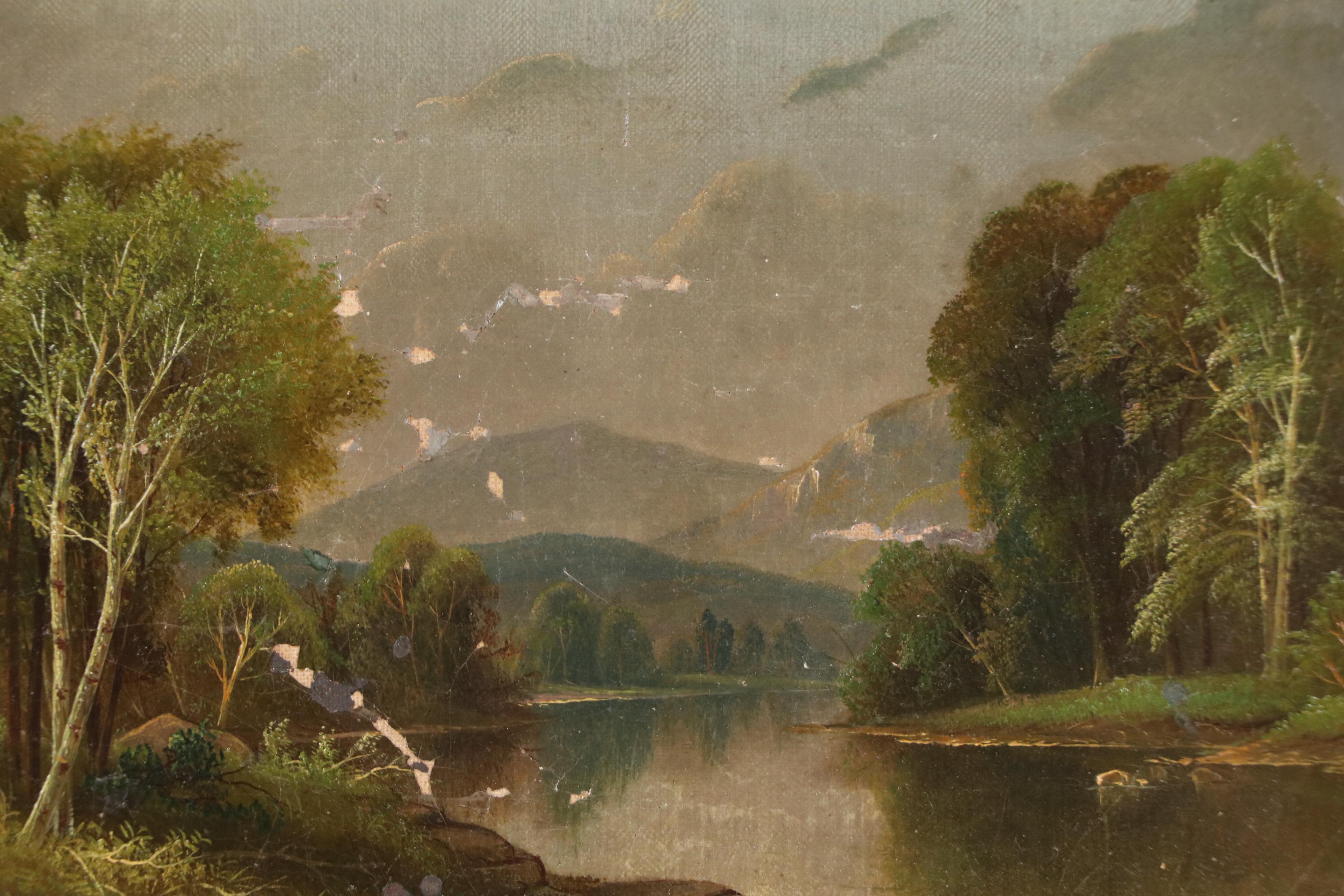 Daniel Charles Grose River Landscape Oil Painting, Late 19th Century