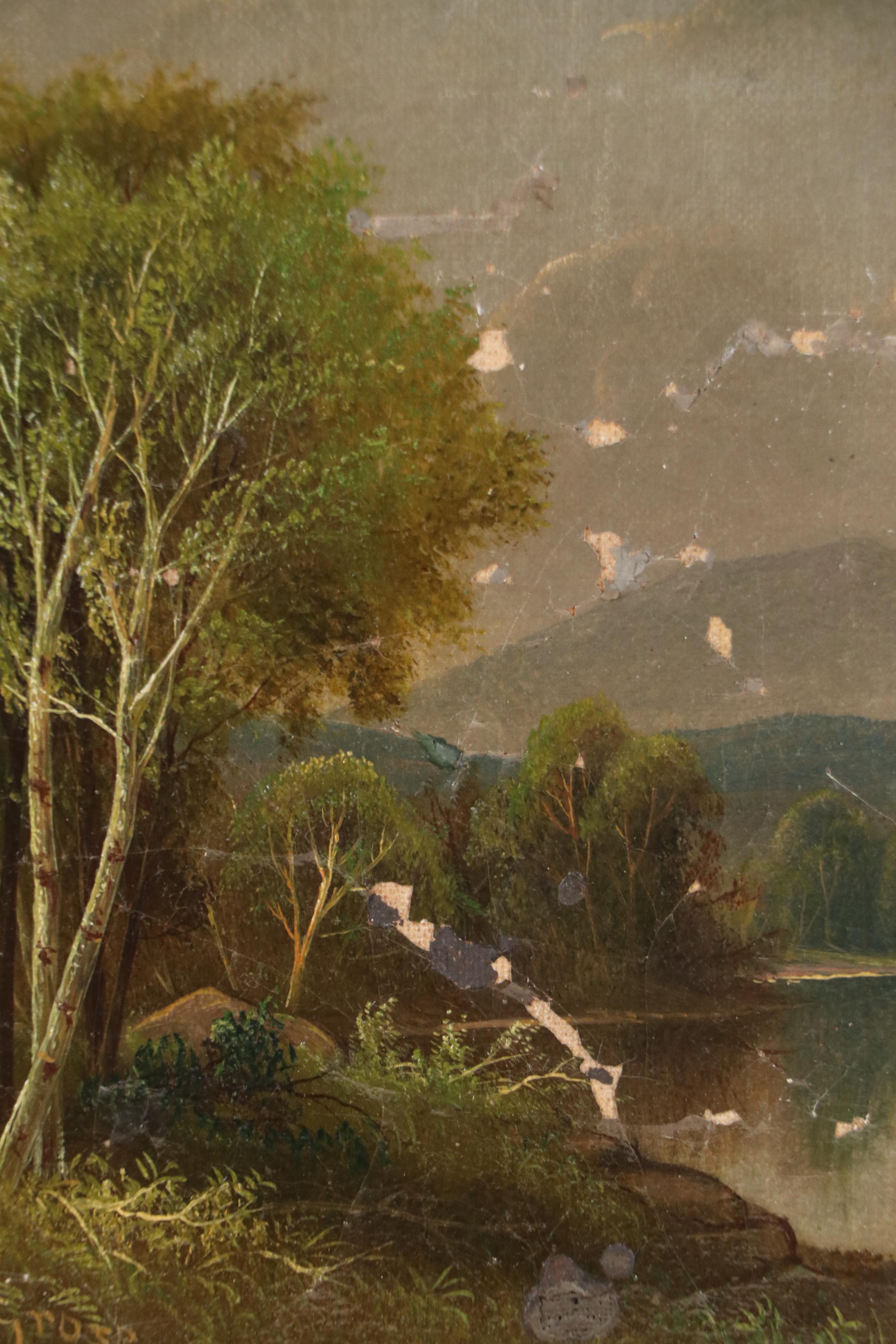 Daniel Charles Grose River Landscape Oil Painting, Late 19th Century