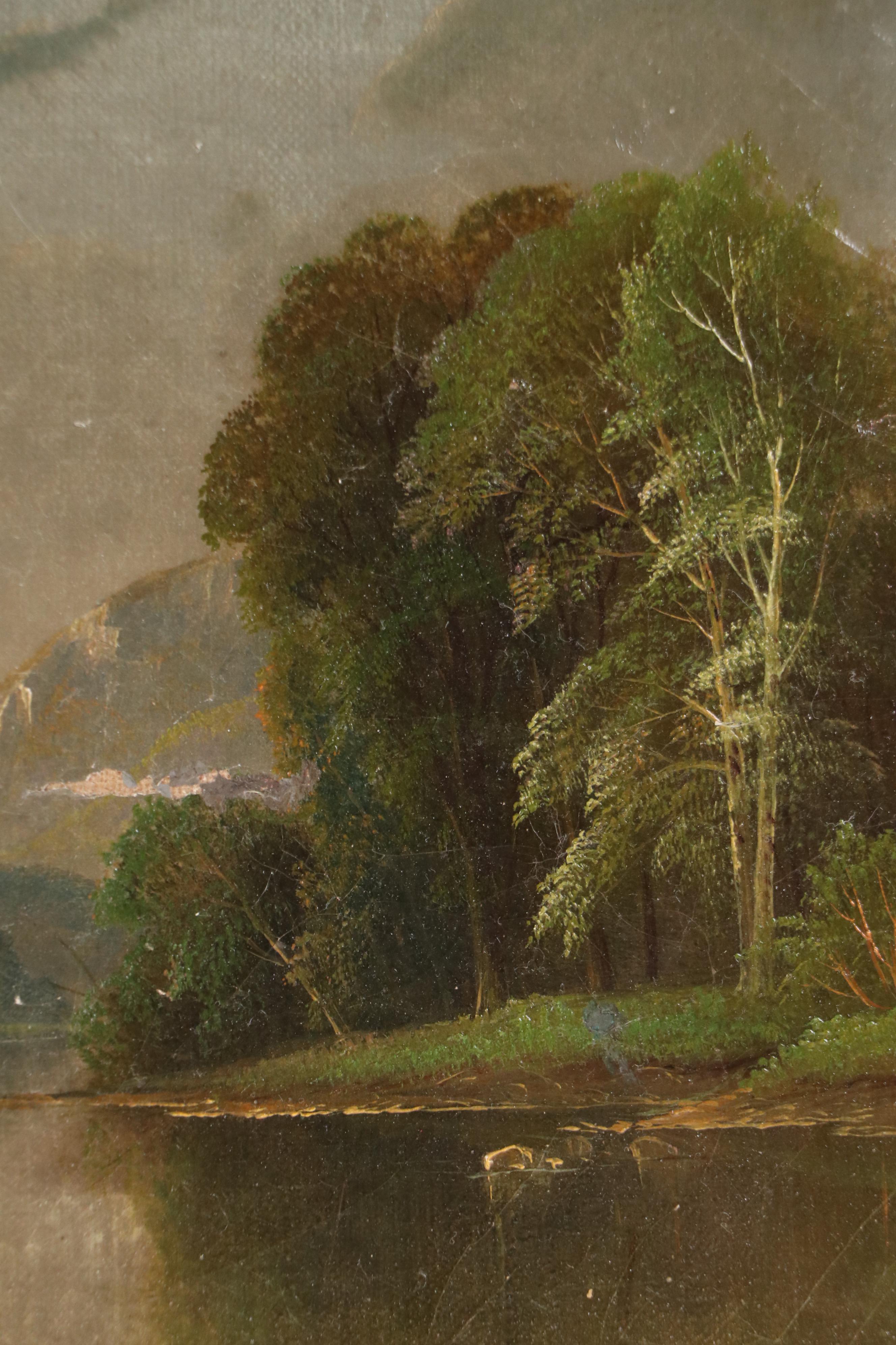 Daniel Charles Grose River Landscape Oil Painting, Late 19th Century