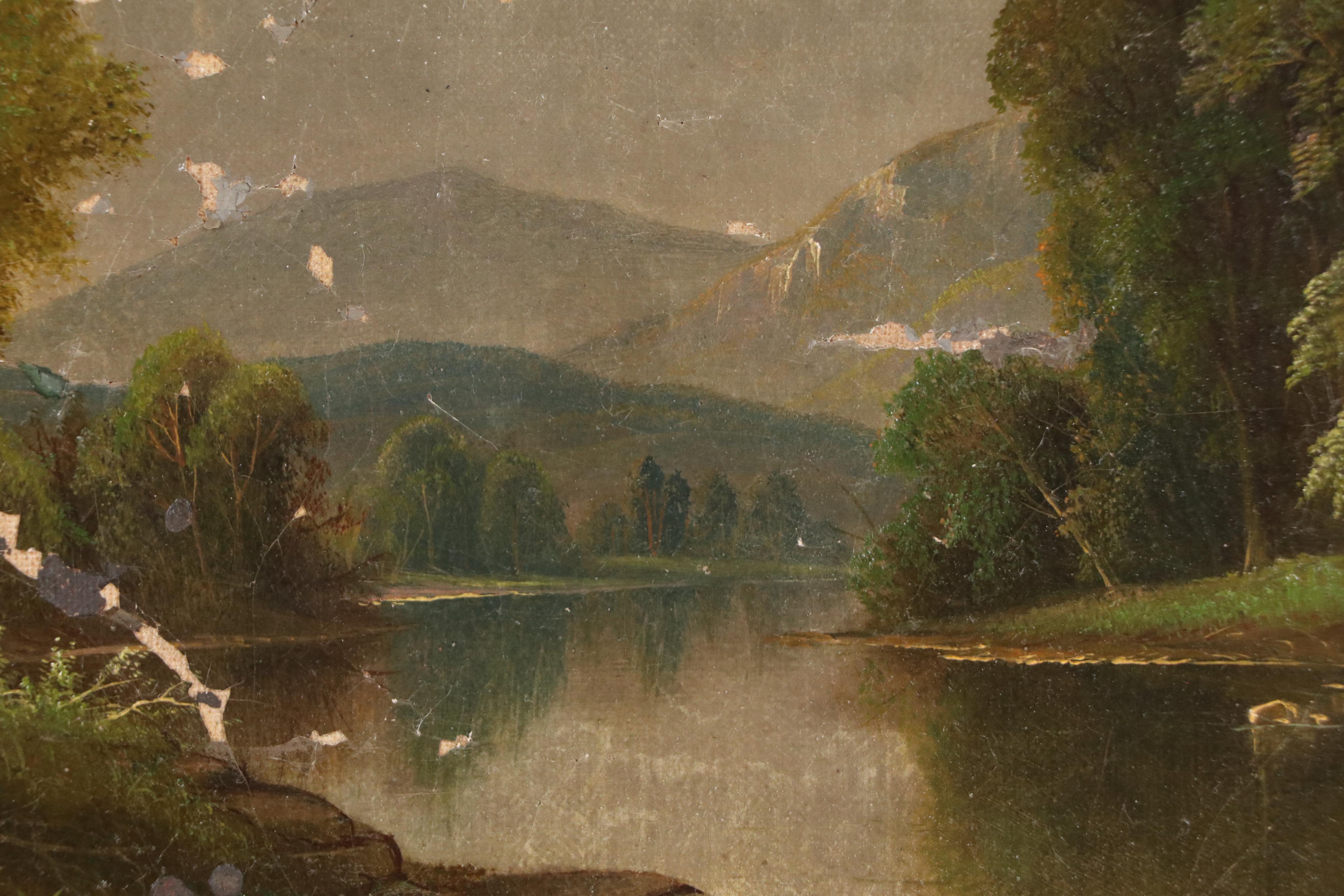 Daniel Charles Grose River Landscape Oil Painting, Late 19th Century