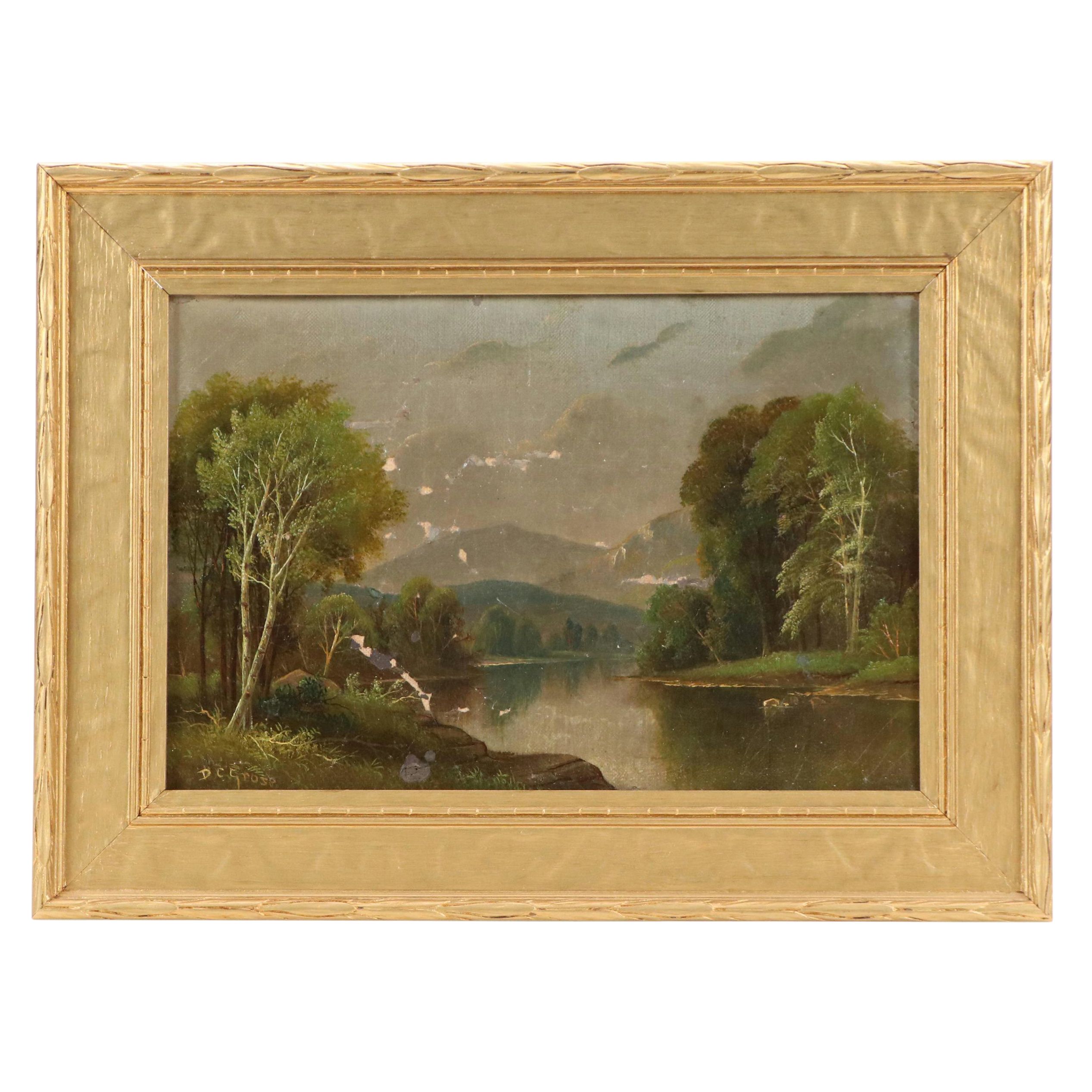 Daniel Charles Grose River Landscape Oil Painting, Late 19th Century