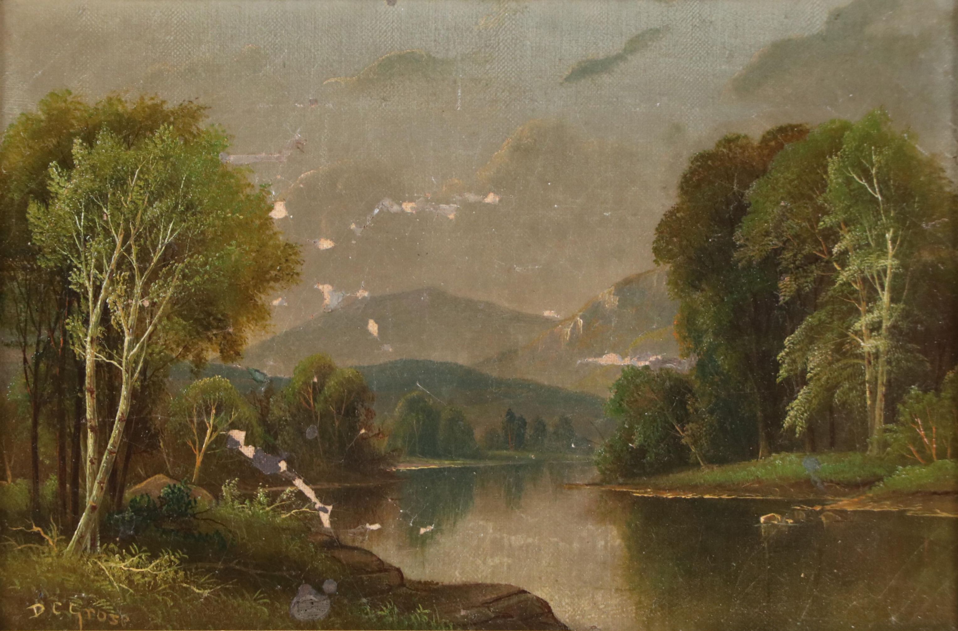 Daniel Charles Grose River Landscape Oil Painting, Late 19th Century