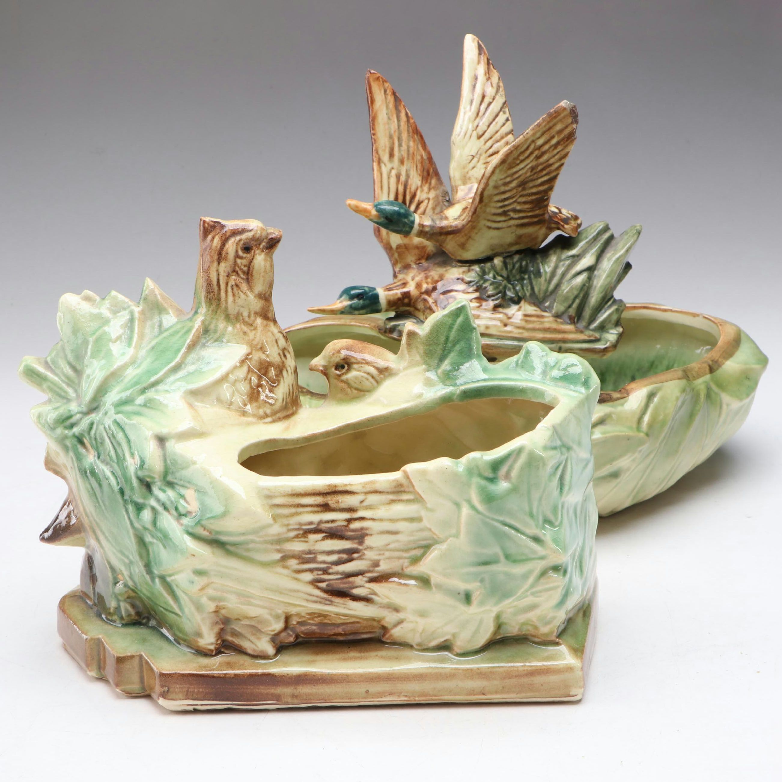 McCoy Pottery Flying Duck and Quail Planters, Mid-20th Century