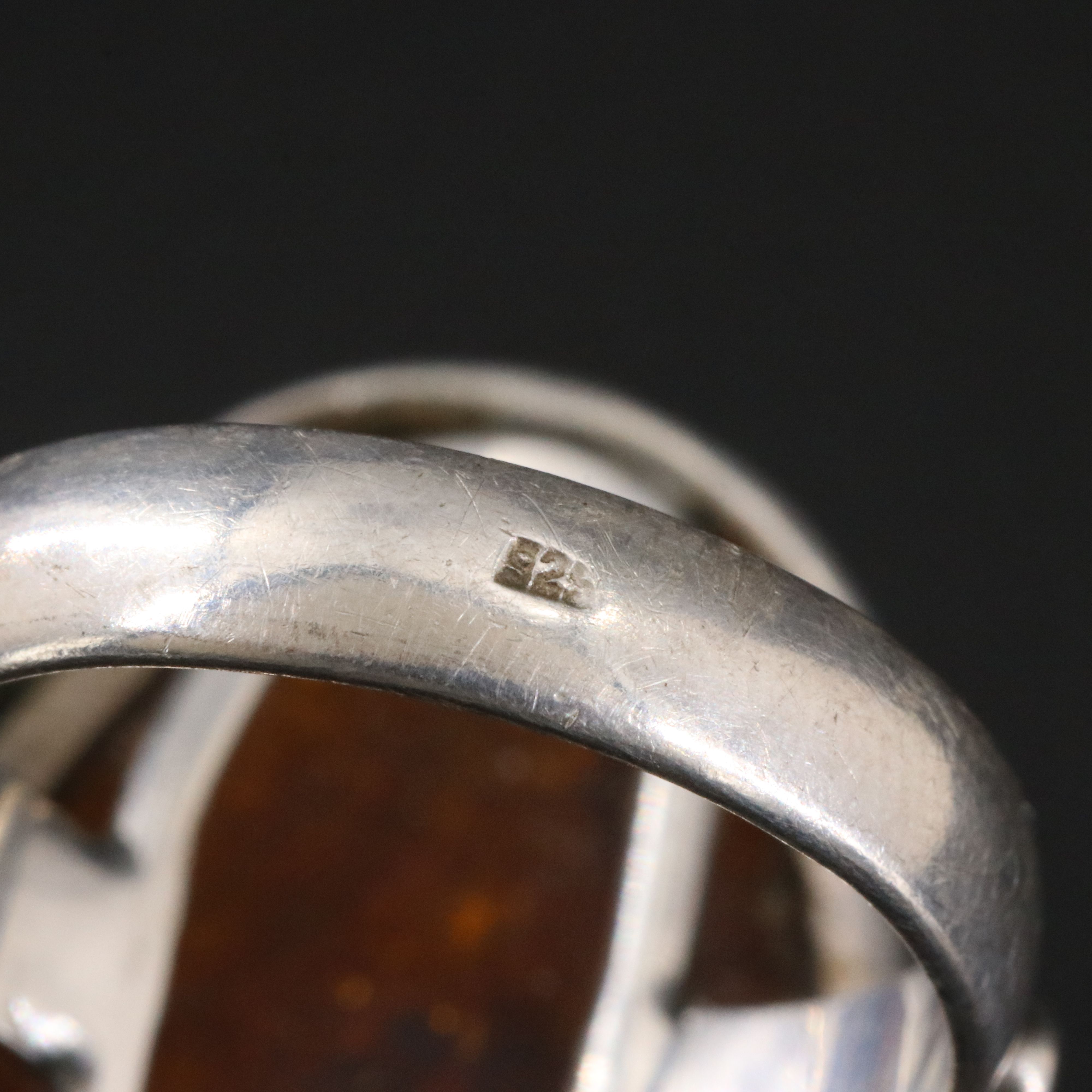 Sterling Amber Ivy Ring