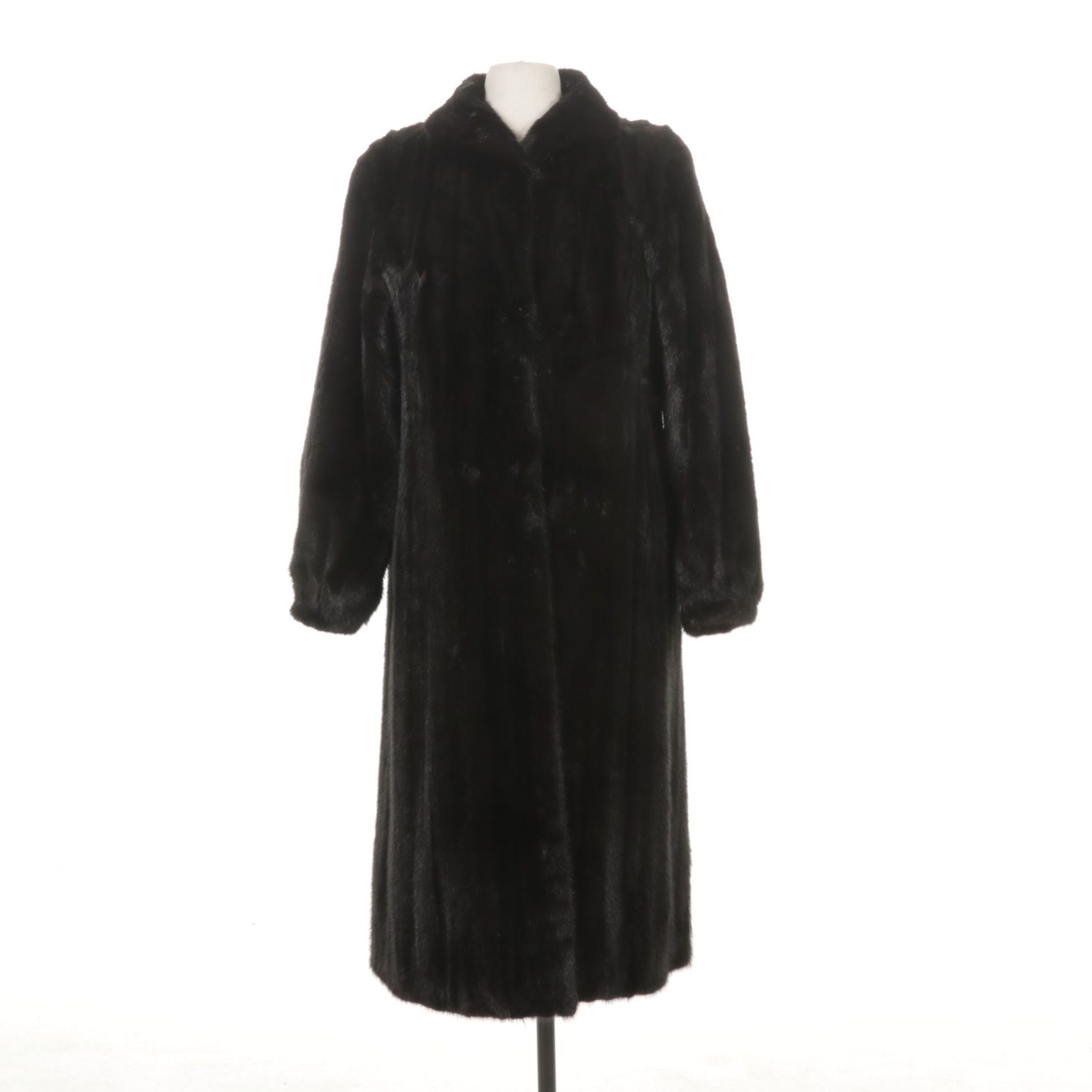 Black Jewel Mink Fur Ankle Length Coat