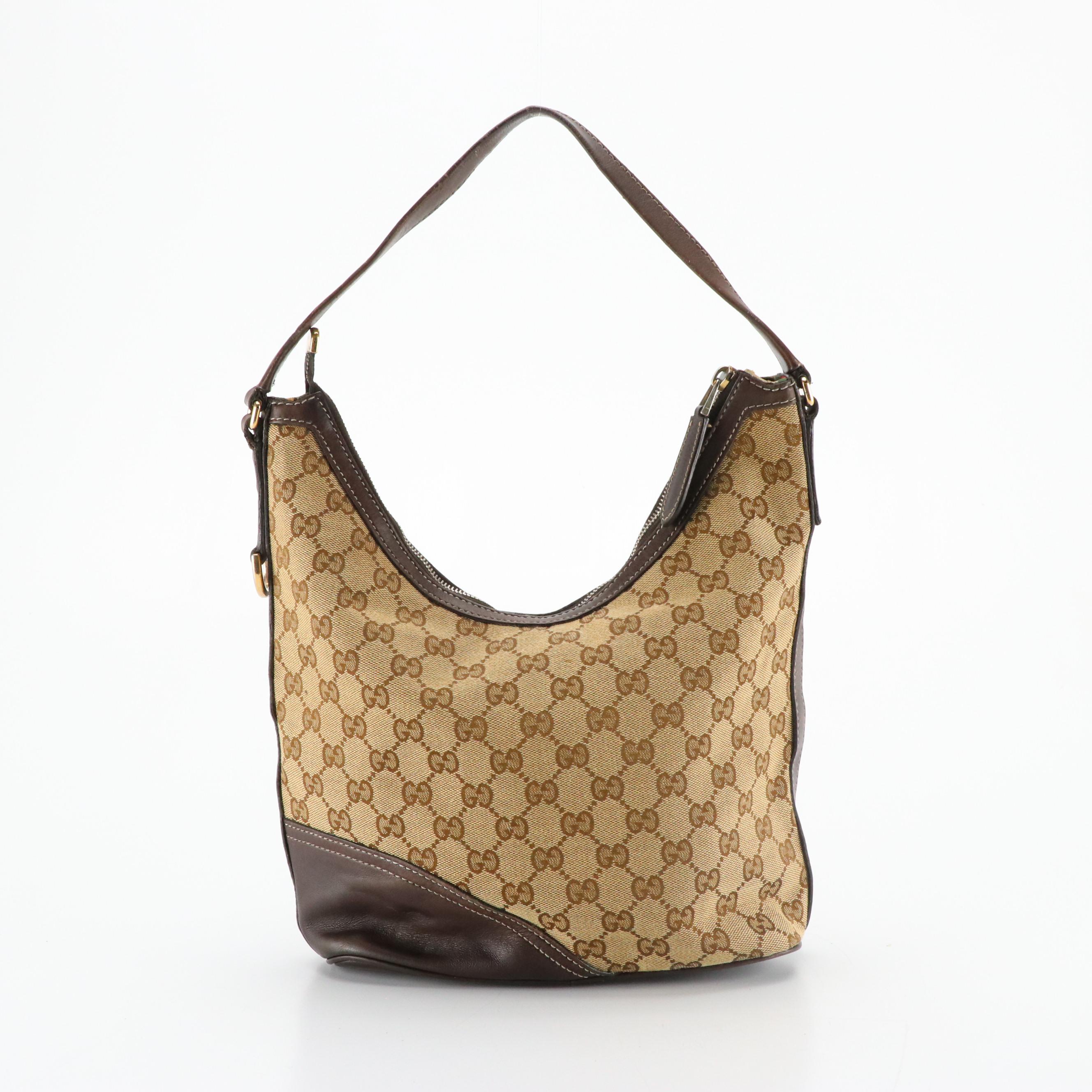 Gucci New Britt Hobo Shoulder Bag in Brown GG Canvas and Leather