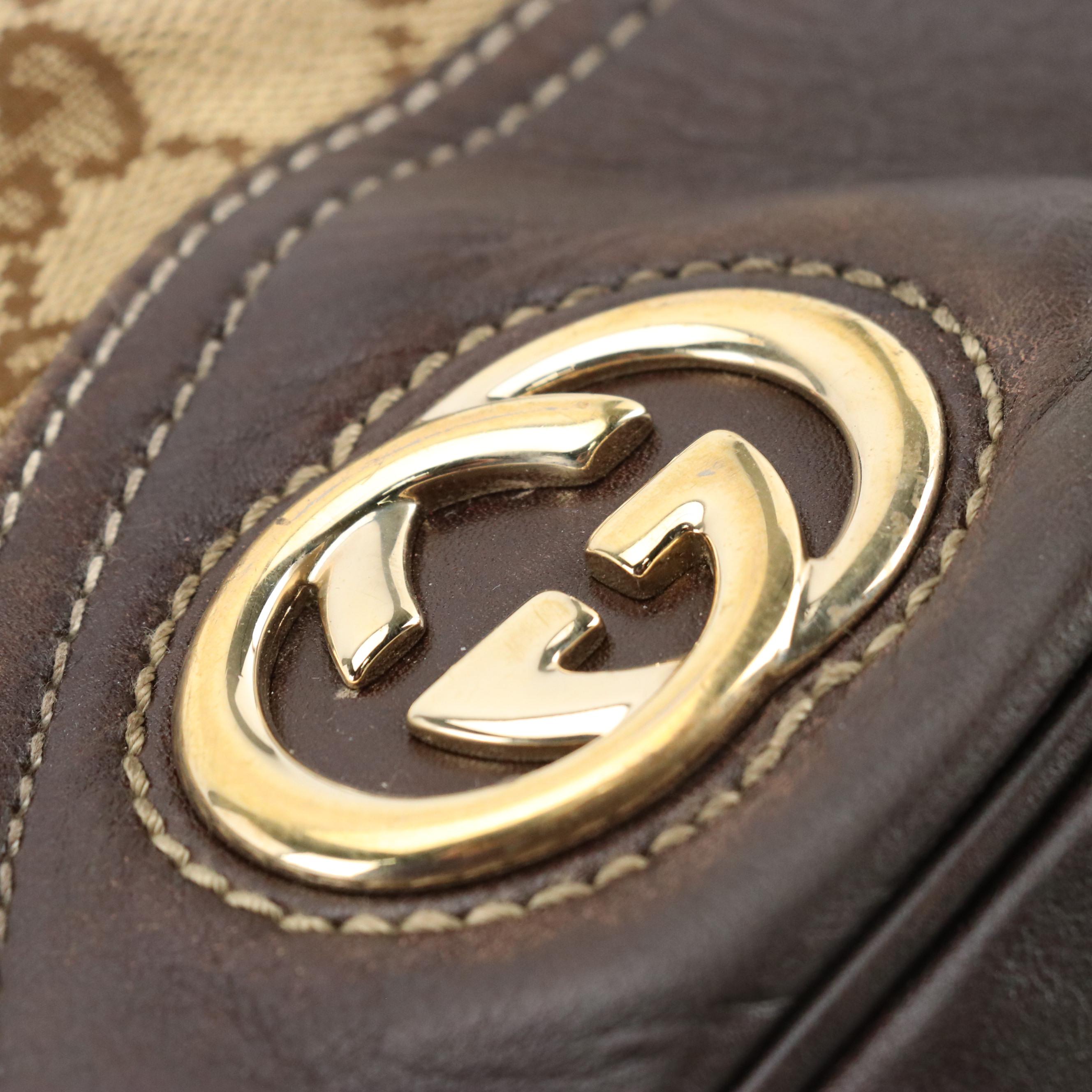 Gucci New Britt Hobo Shoulder Bag in Brown GG Canvas and Leather