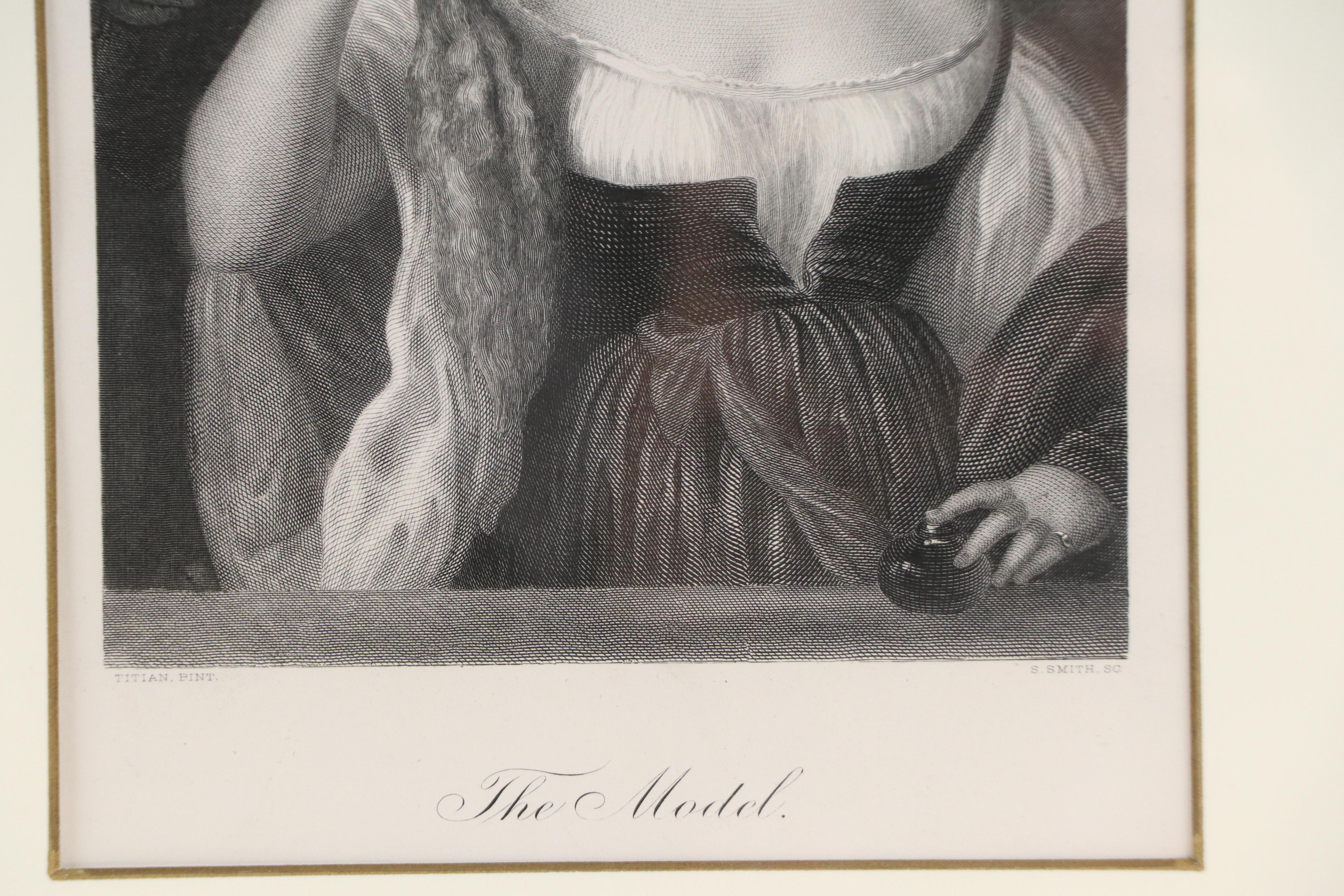 Samuel S. Smith Engraving After Titian "The Model," Early to Mid-19th Century