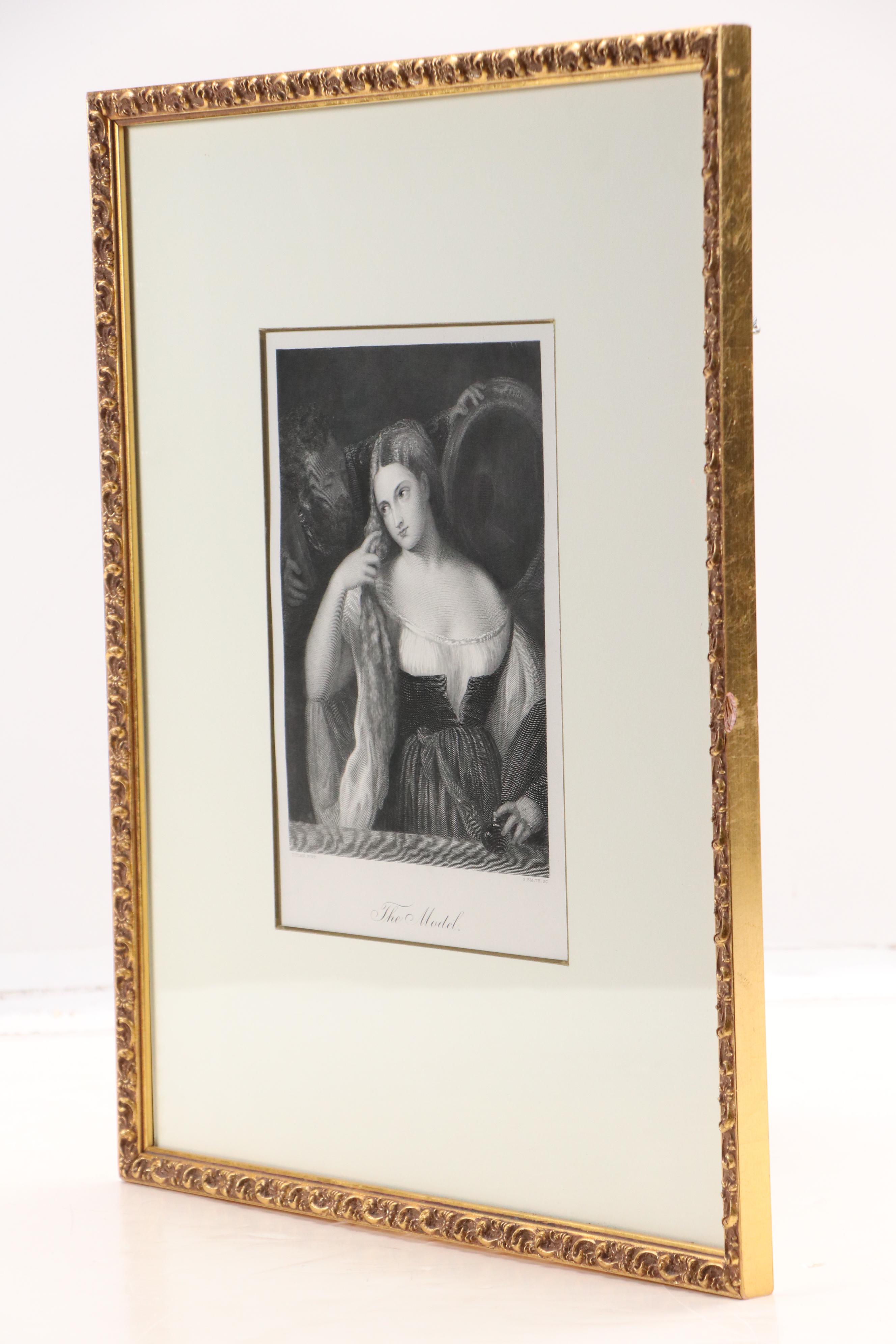 Samuel S. Smith Engraving After Titian "The Model," Early to Mid-19th Century