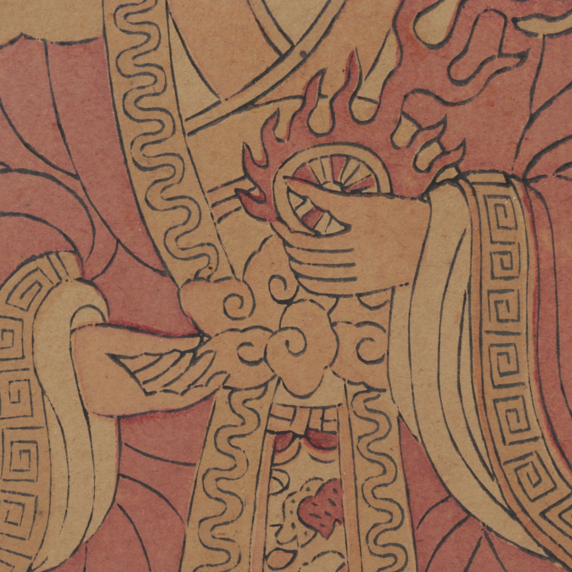 Traditional Chinese Woodblock Print of the Dragon Gate and its Celestial Figures