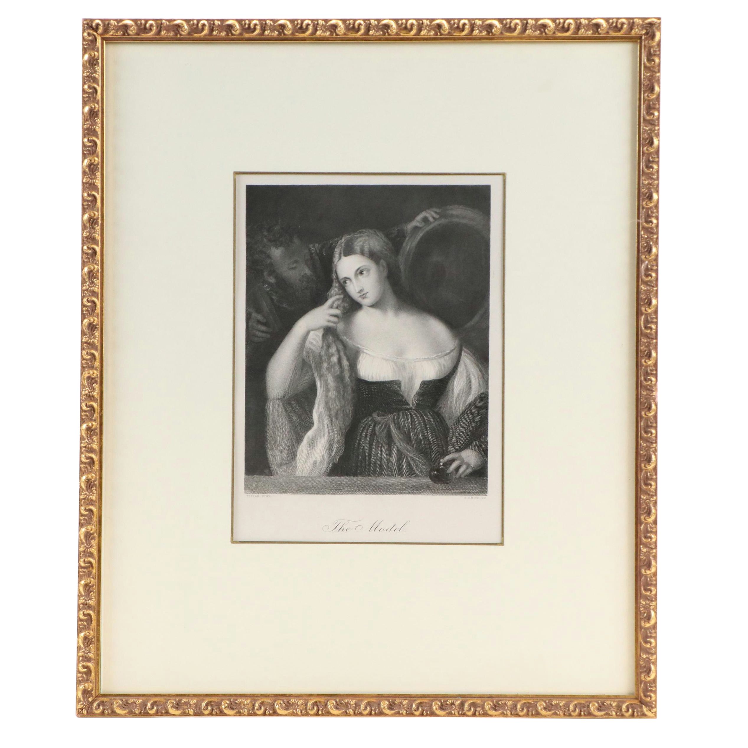 Samuel S. Smith Engraving After Titian "The Model," Early to Mid-19th Century