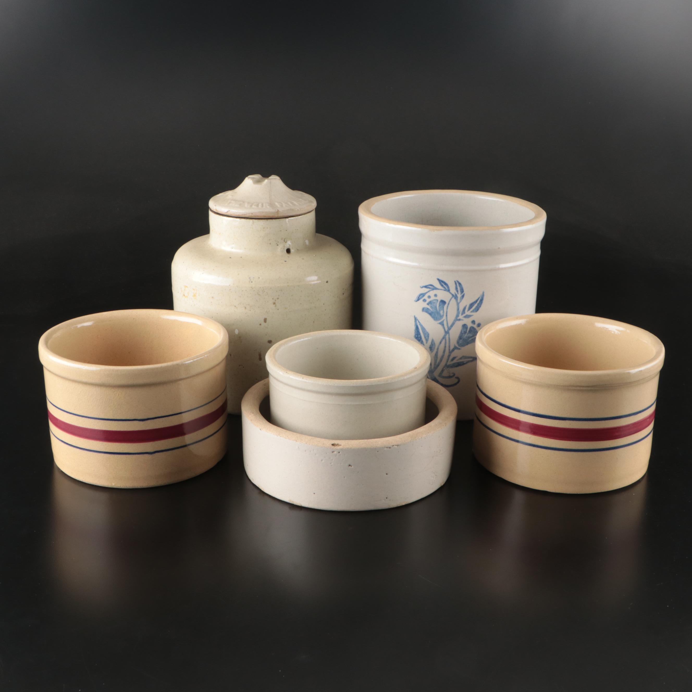 Weir Pottery Canning Jar with Robinson Ransbottom and Other Crocks