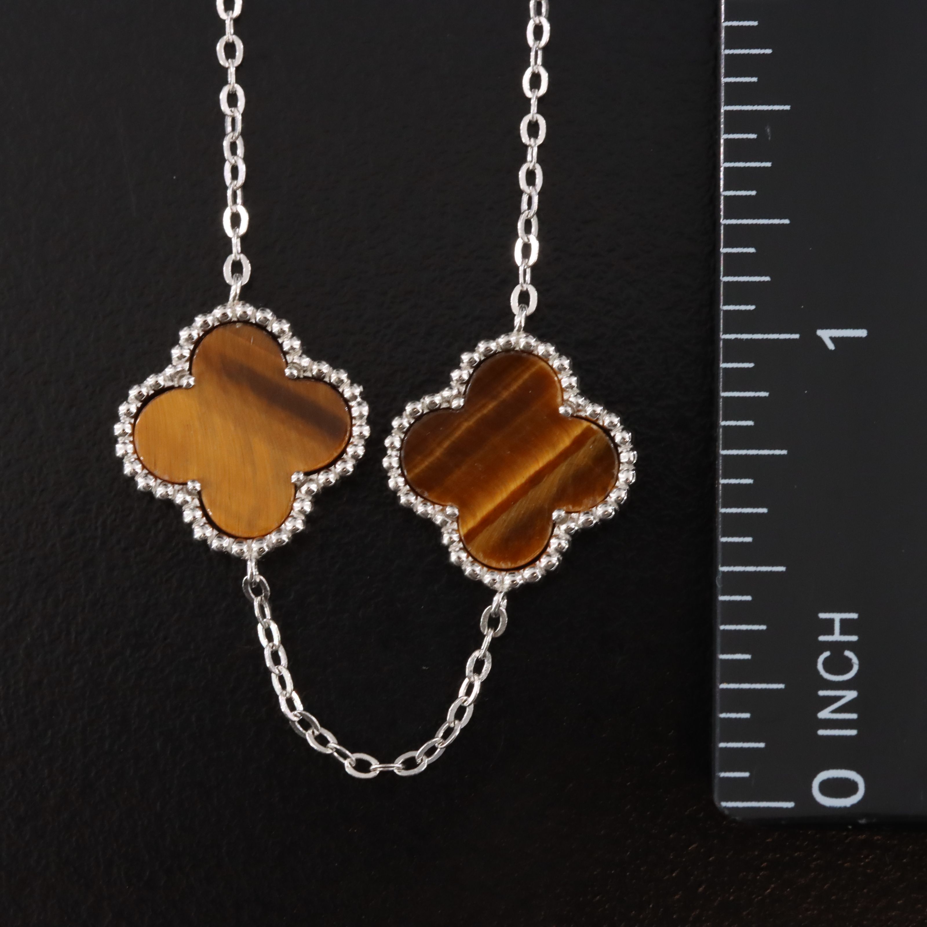 Sterling Tiger's Eye Quatrefoil Necklace
